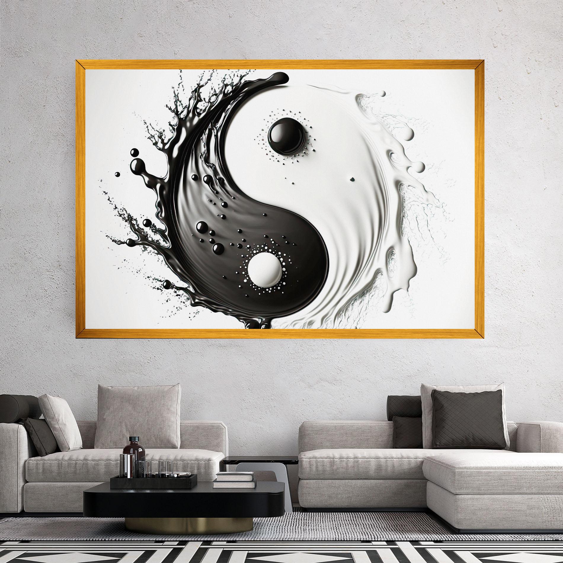 Vászonkép Black Liquid Yinyang mockup 2