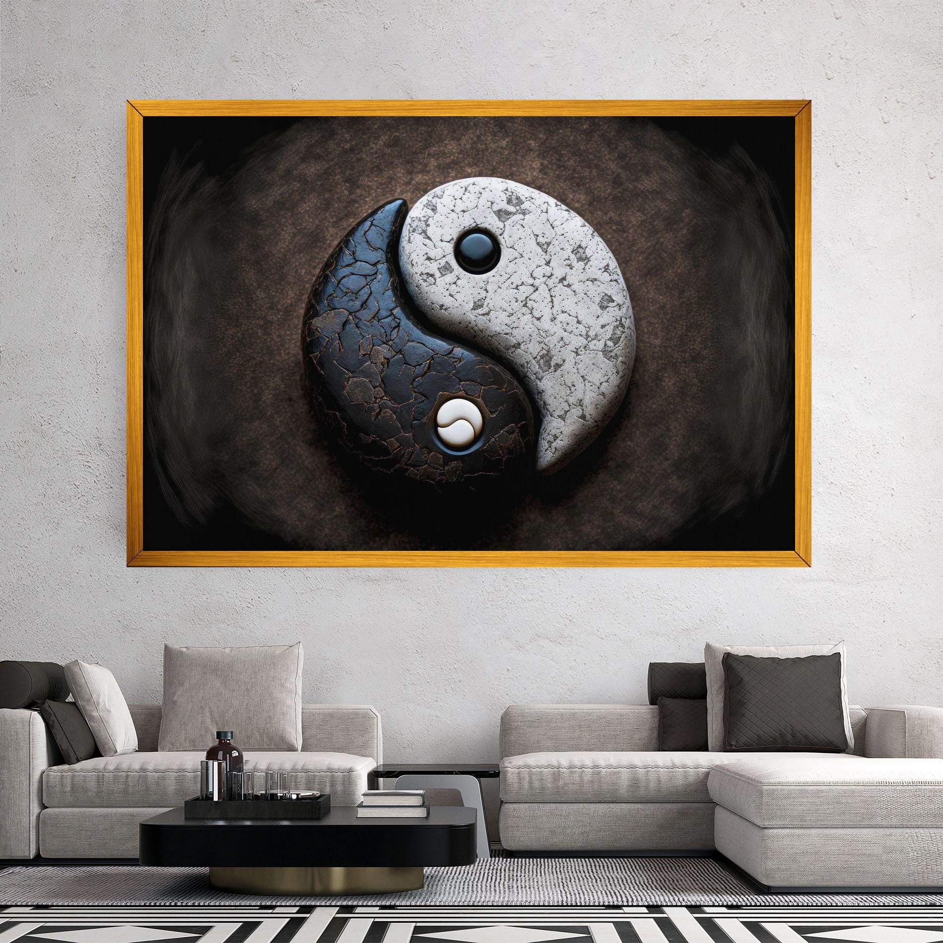 Vászonkép Black Stone Yinyang mockup 2