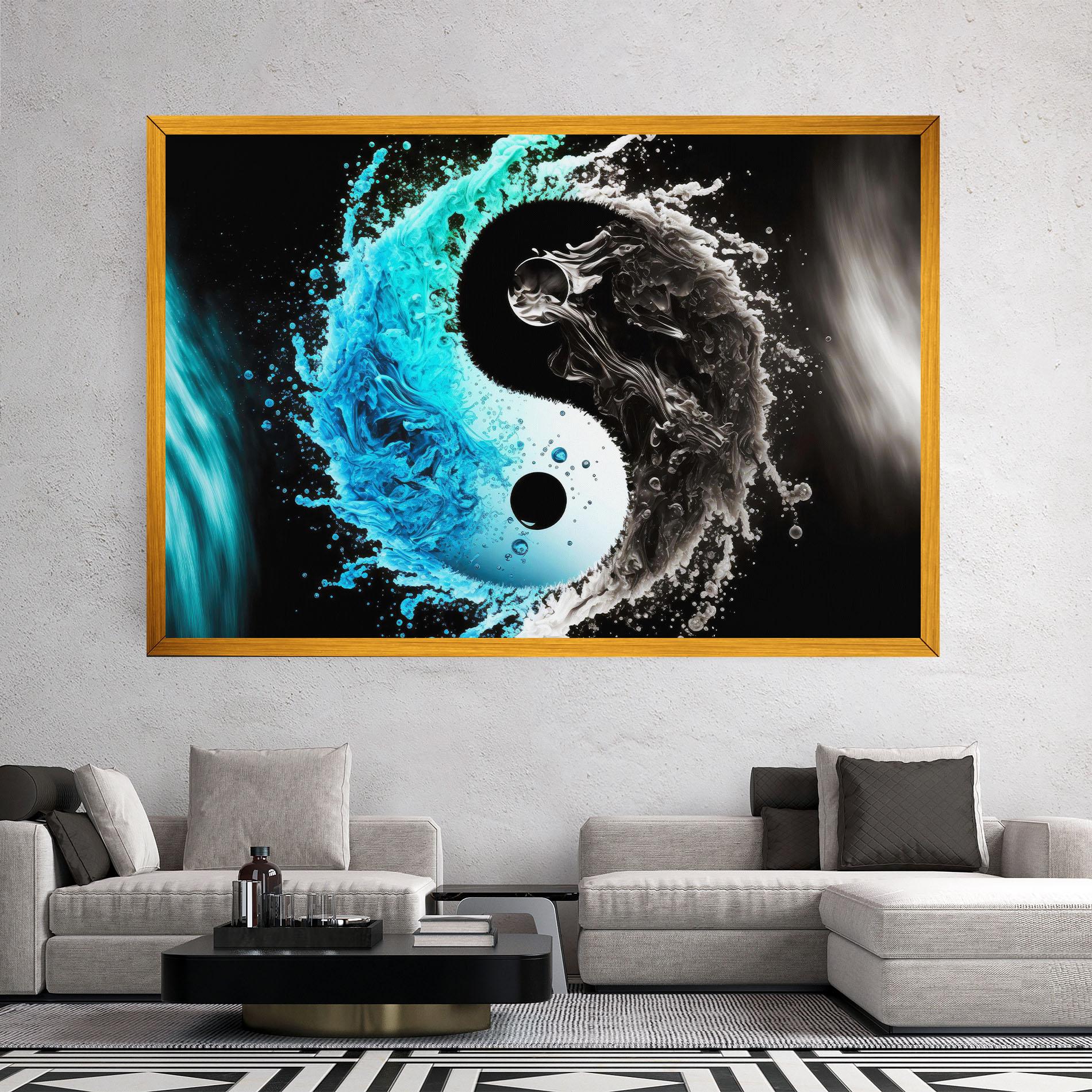 Vászonkép Blue Black Yinyang mockup 2