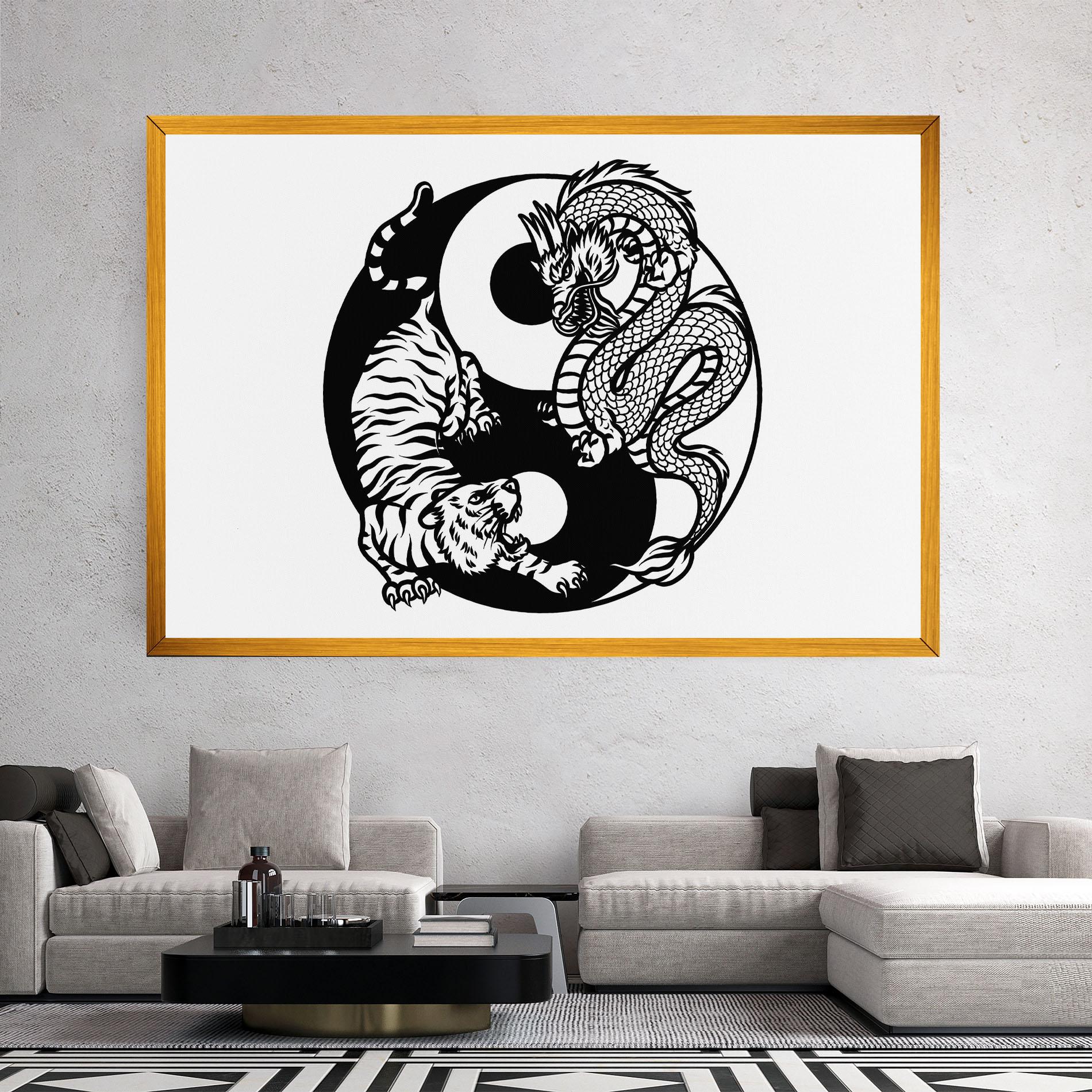 Vászonkép Tiger Dragon Yinyang mockup 2