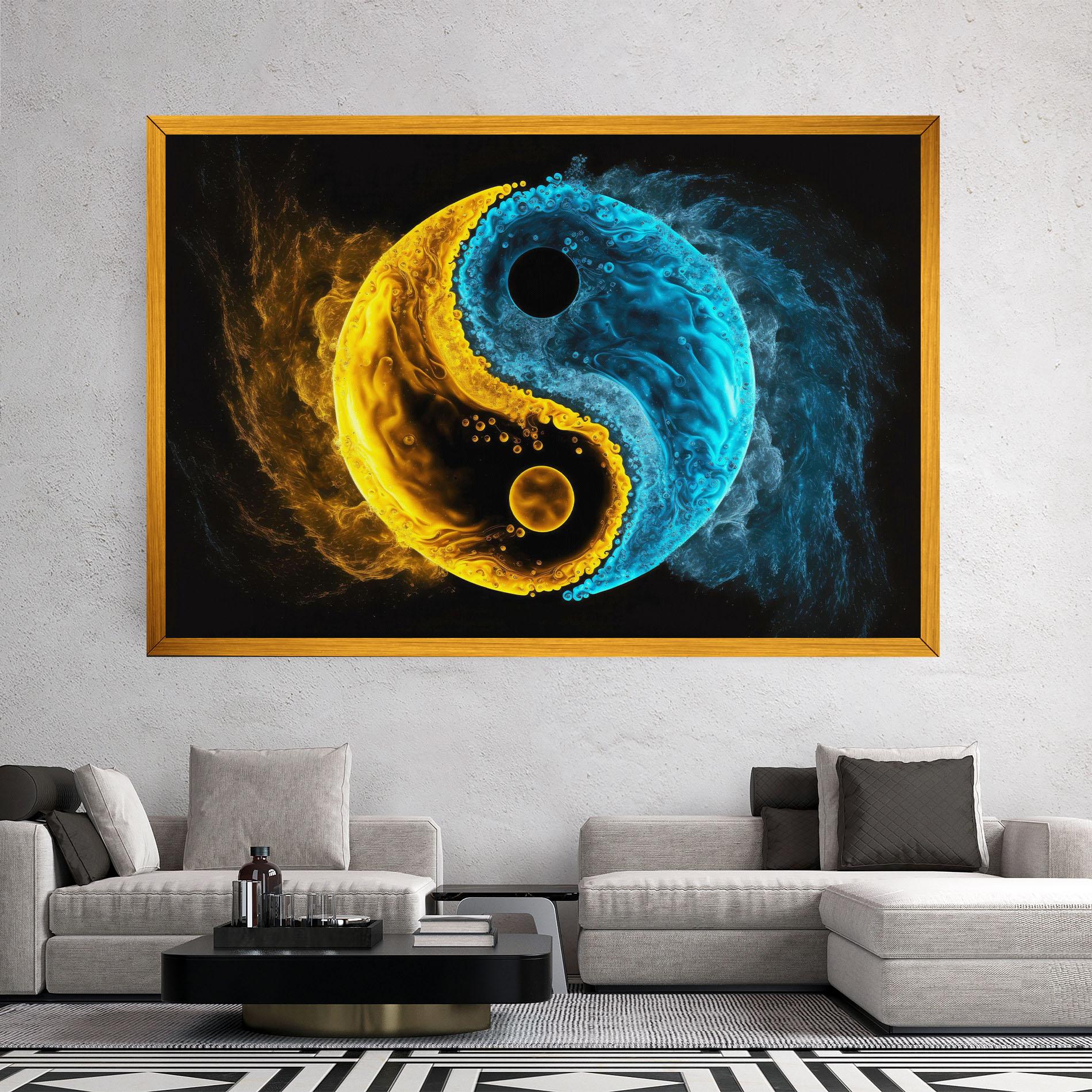 Vászonkép Yellow Blue Yinyang mockup 2