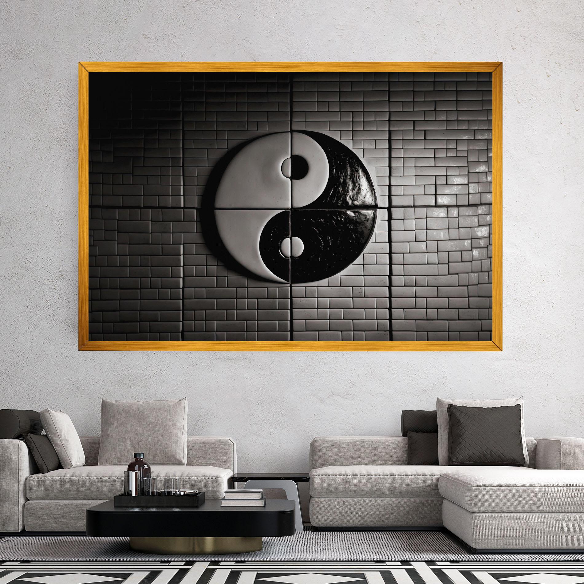 Vászonkép Yinyang Tiles Wall mockup 2