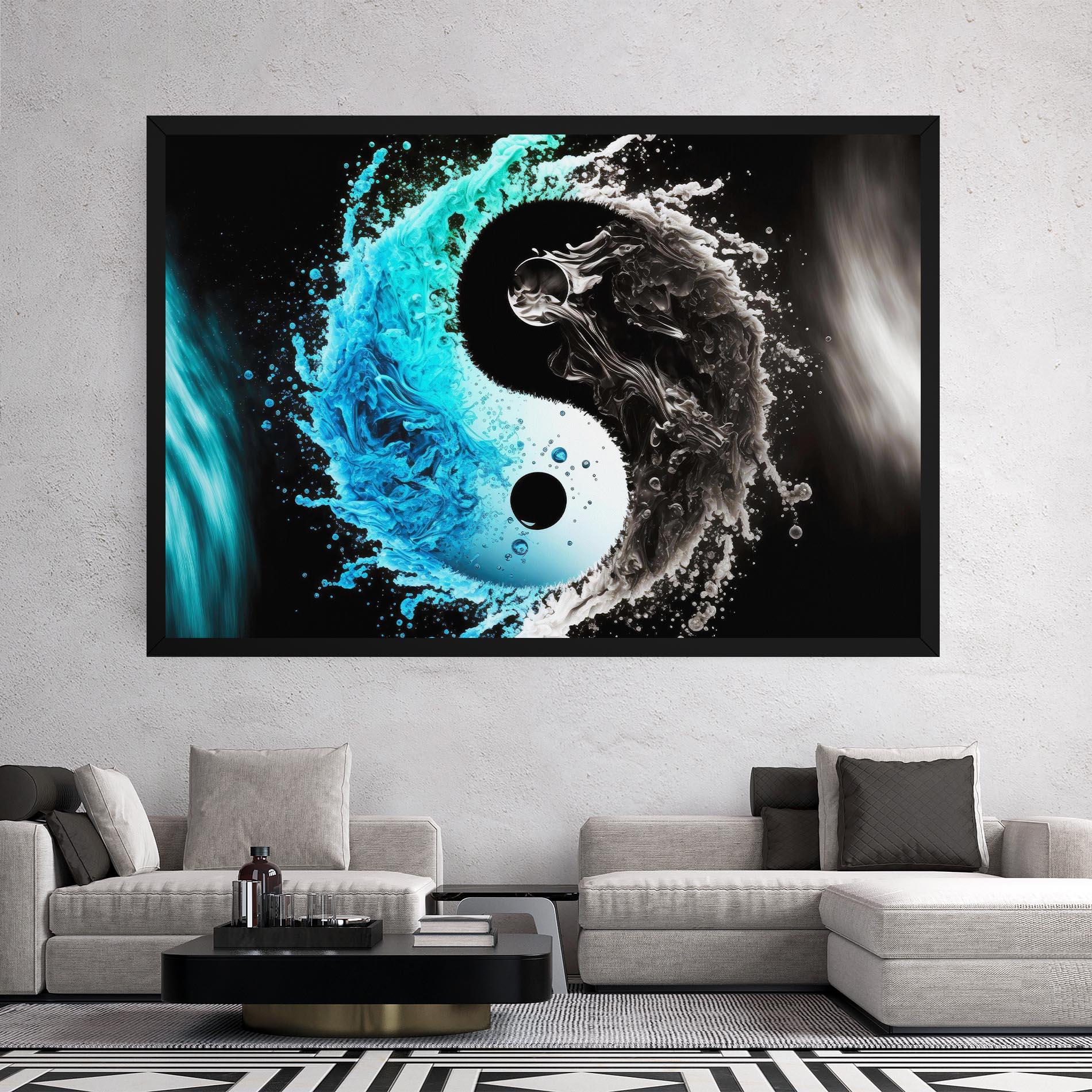 Vászonkép Blue Black Yinyang mockup 2