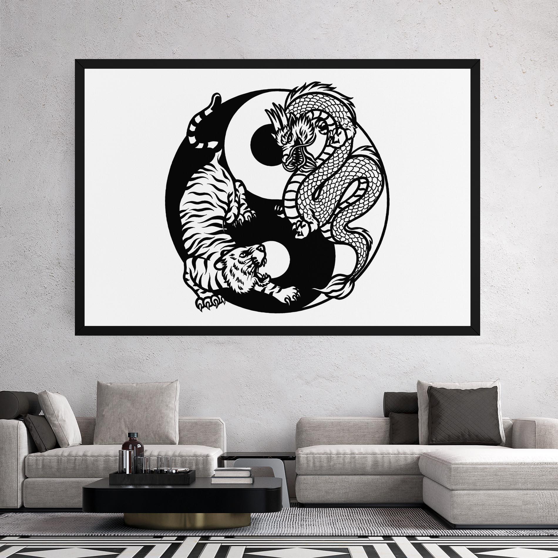 Vászonkép Tiger Dragon Yinyang mockup 2