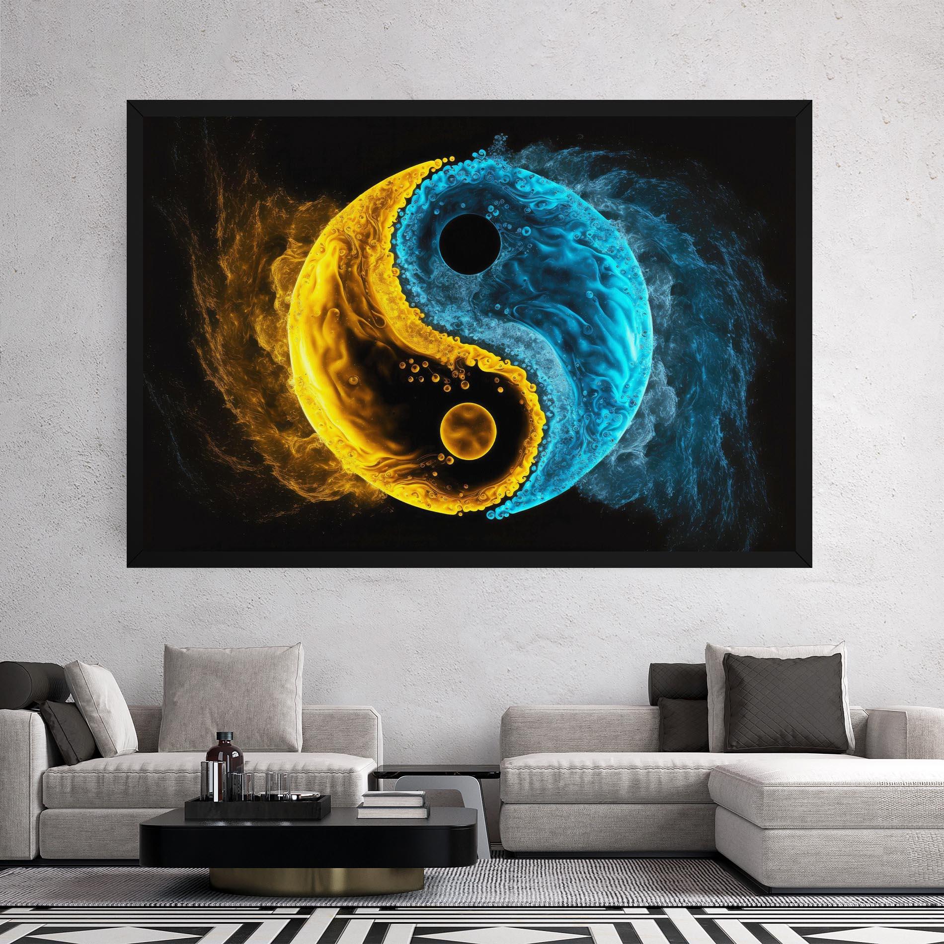 Vászonkép Yellow Blue Yinyang mockup 2