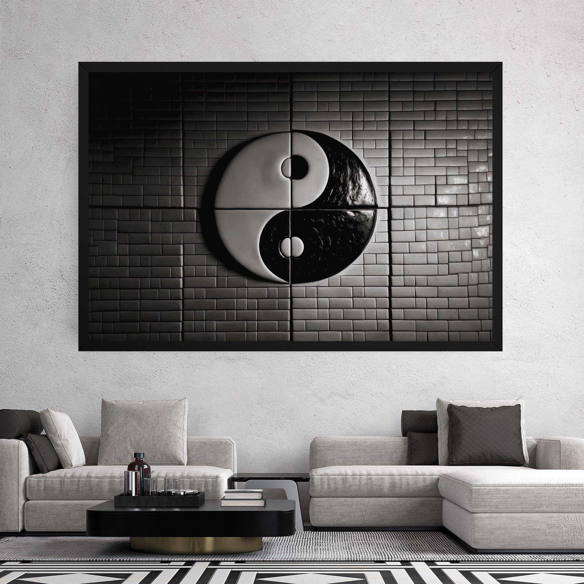 Vászonkép Yinyang Tiles Wall mockup 2