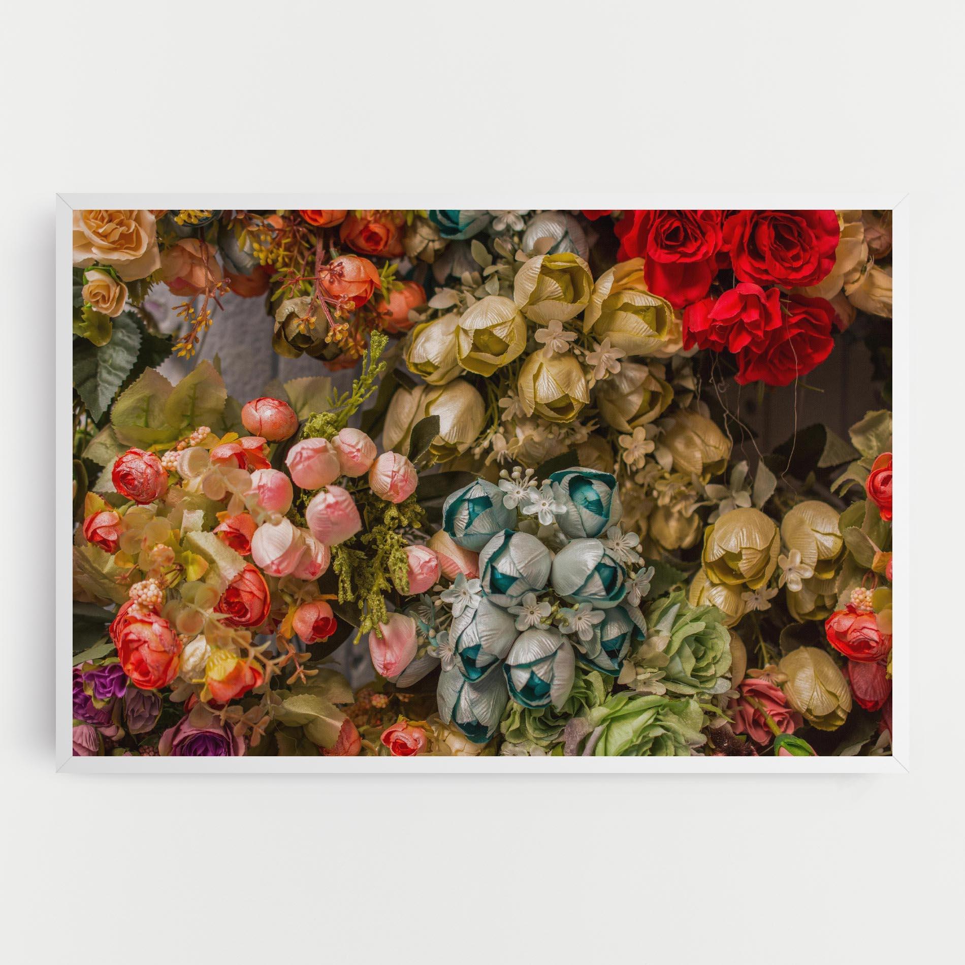 Vászonkép Fake Flowers Wall mockup 0