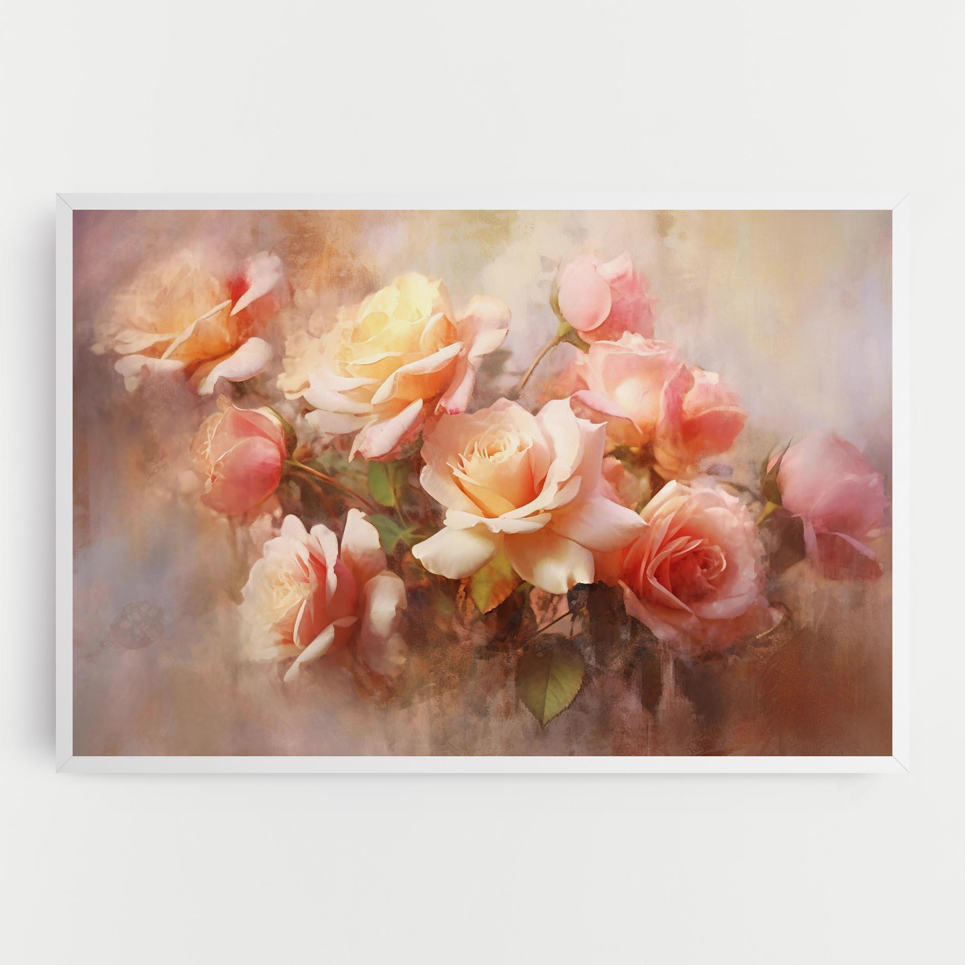 Vászonkép Roses Bouquet Painting mockup 0