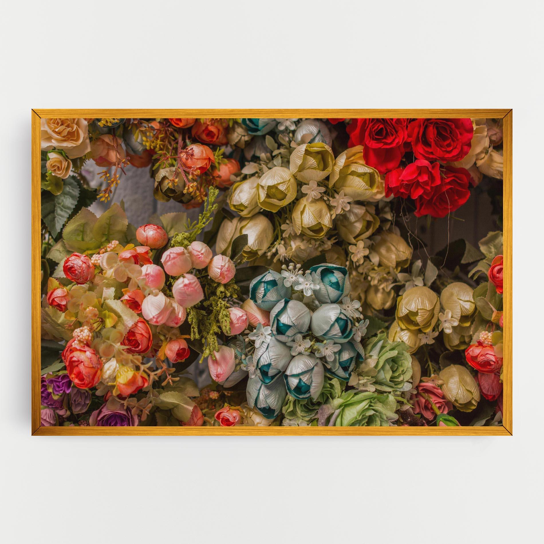Vászonkép Fake Flowers Wall mockup 0