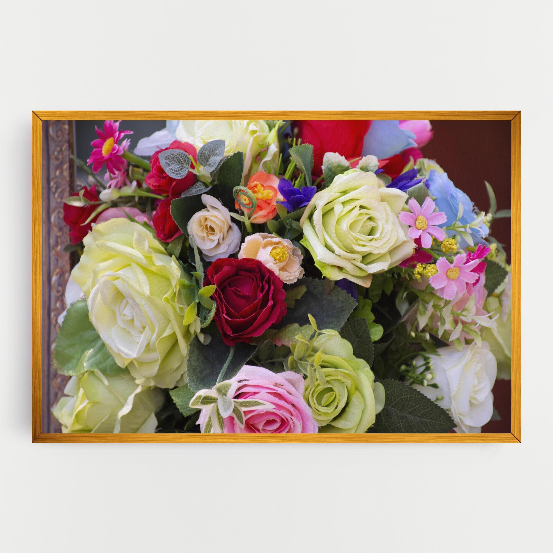 Vászonkép Mixed Roses Bouquet mockup 0