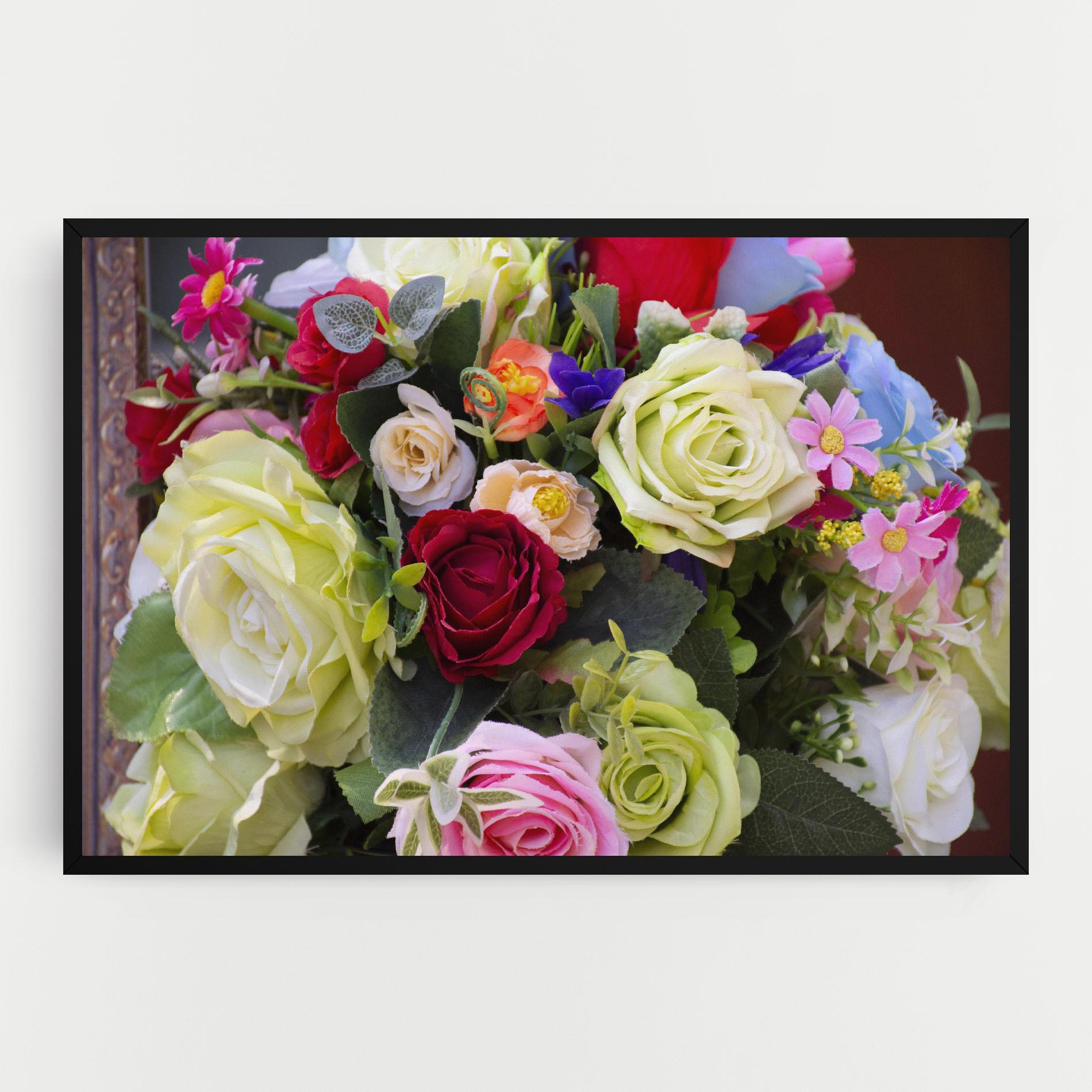 Vászonkép Mixed Roses Bouquet mockup 0