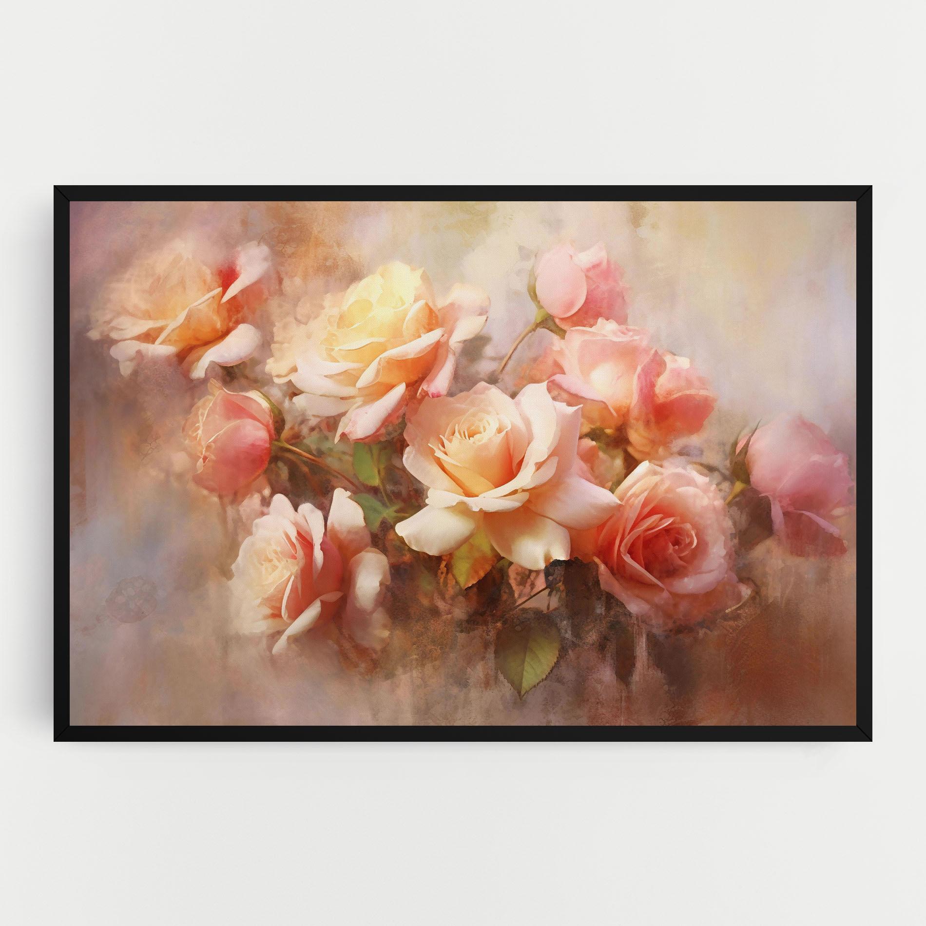 Vászonkép Roses Bouquet Painting mockup 0