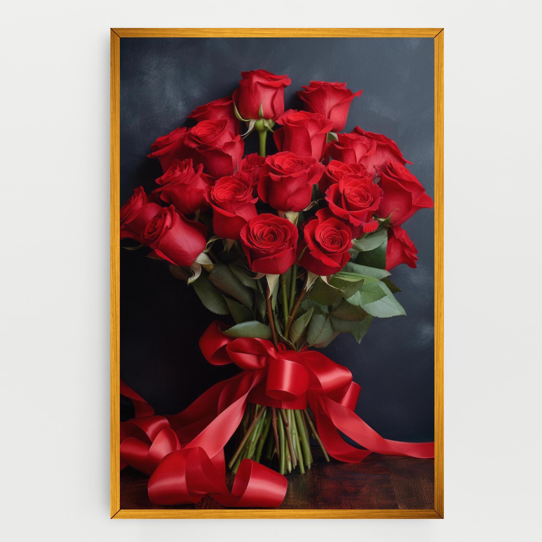 Vászonkép Beautiful Red Roses Bouquet mockup 0