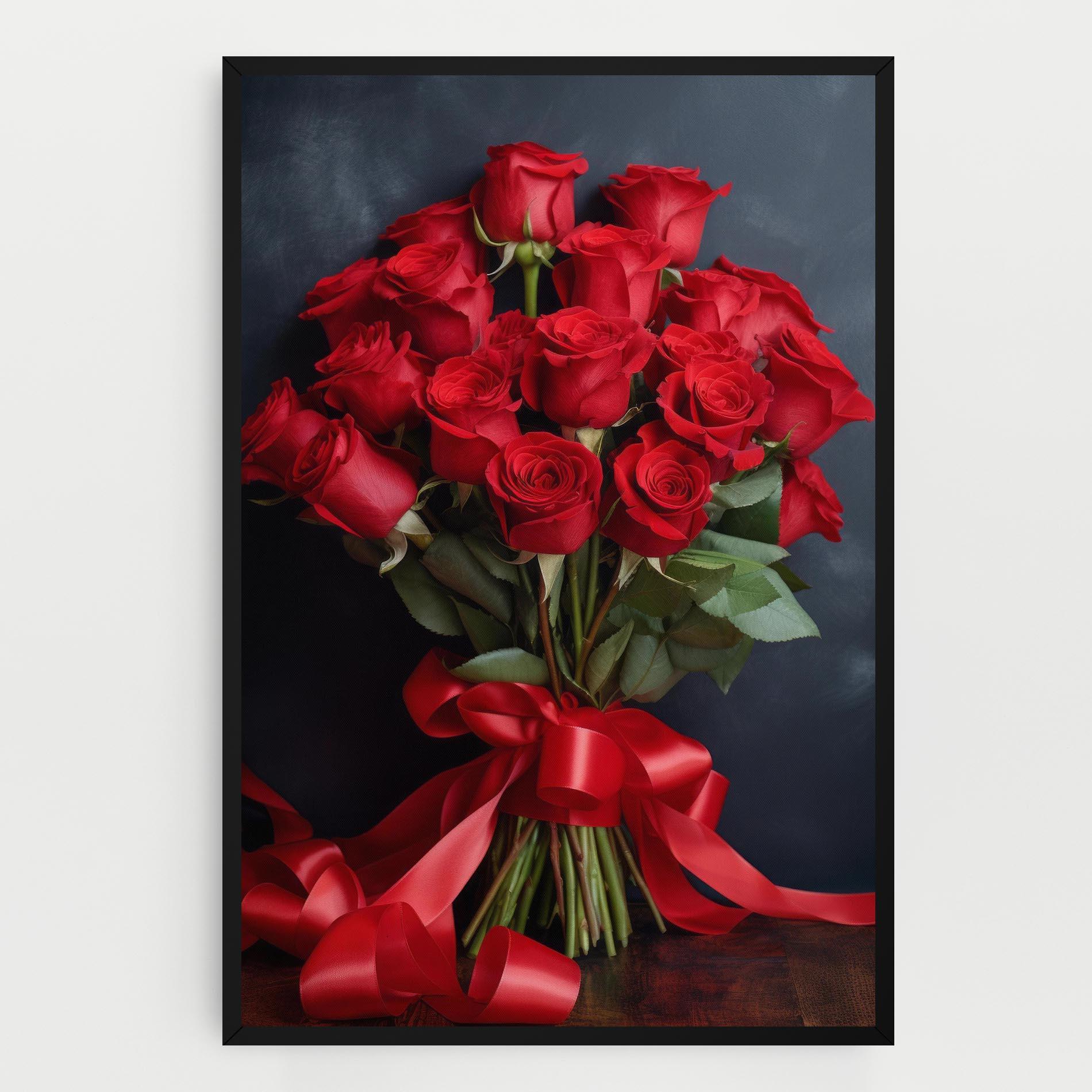 Vászonkép Beautiful Red Roses Bouquet mockup 0