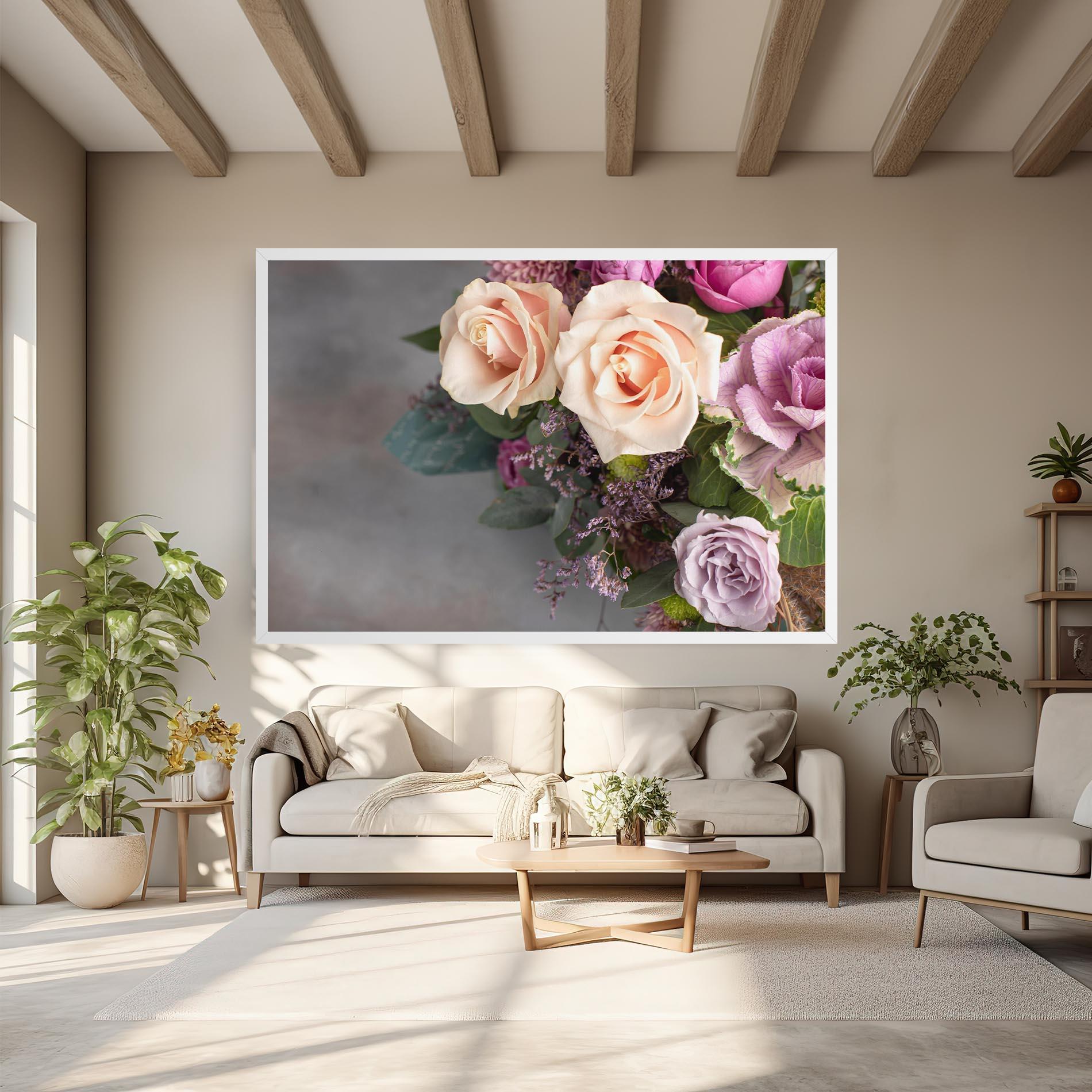 Vászonkép Cream Purple Bouquet mockup 6