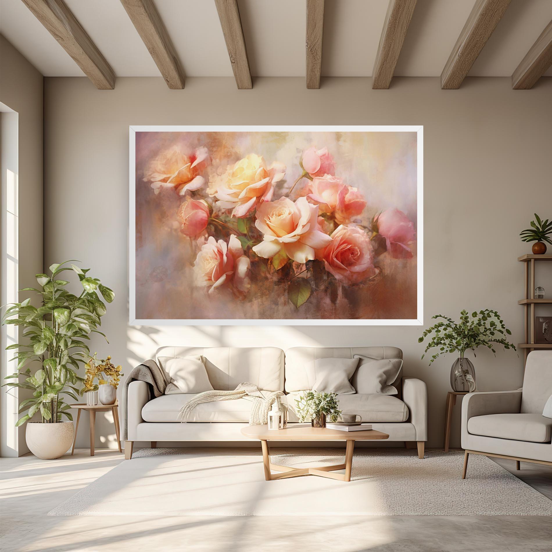 Vászonkép Roses Bouquet Painting mockup 6