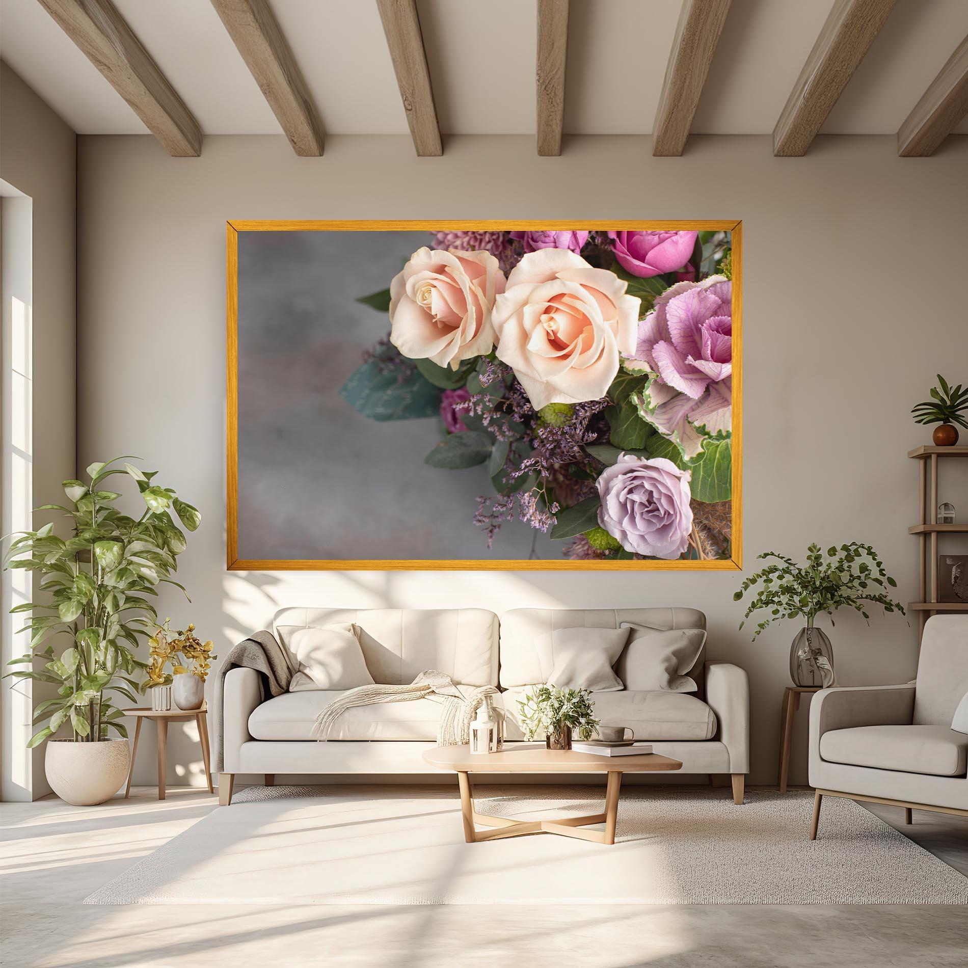 Vászonkép Cream Purple Bouquet mockup 6