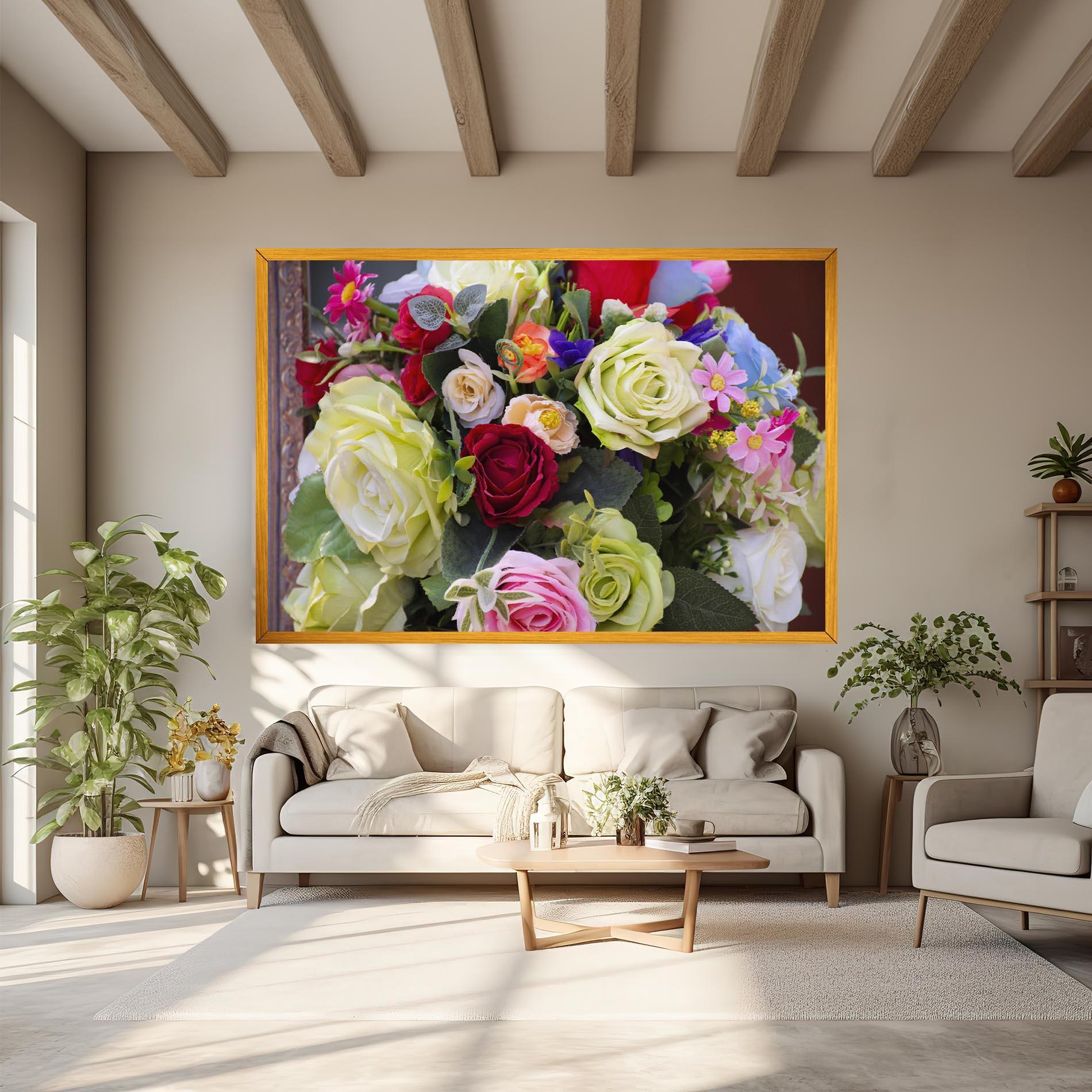 Vászonkép Mixed Roses Bouquet mockup 6