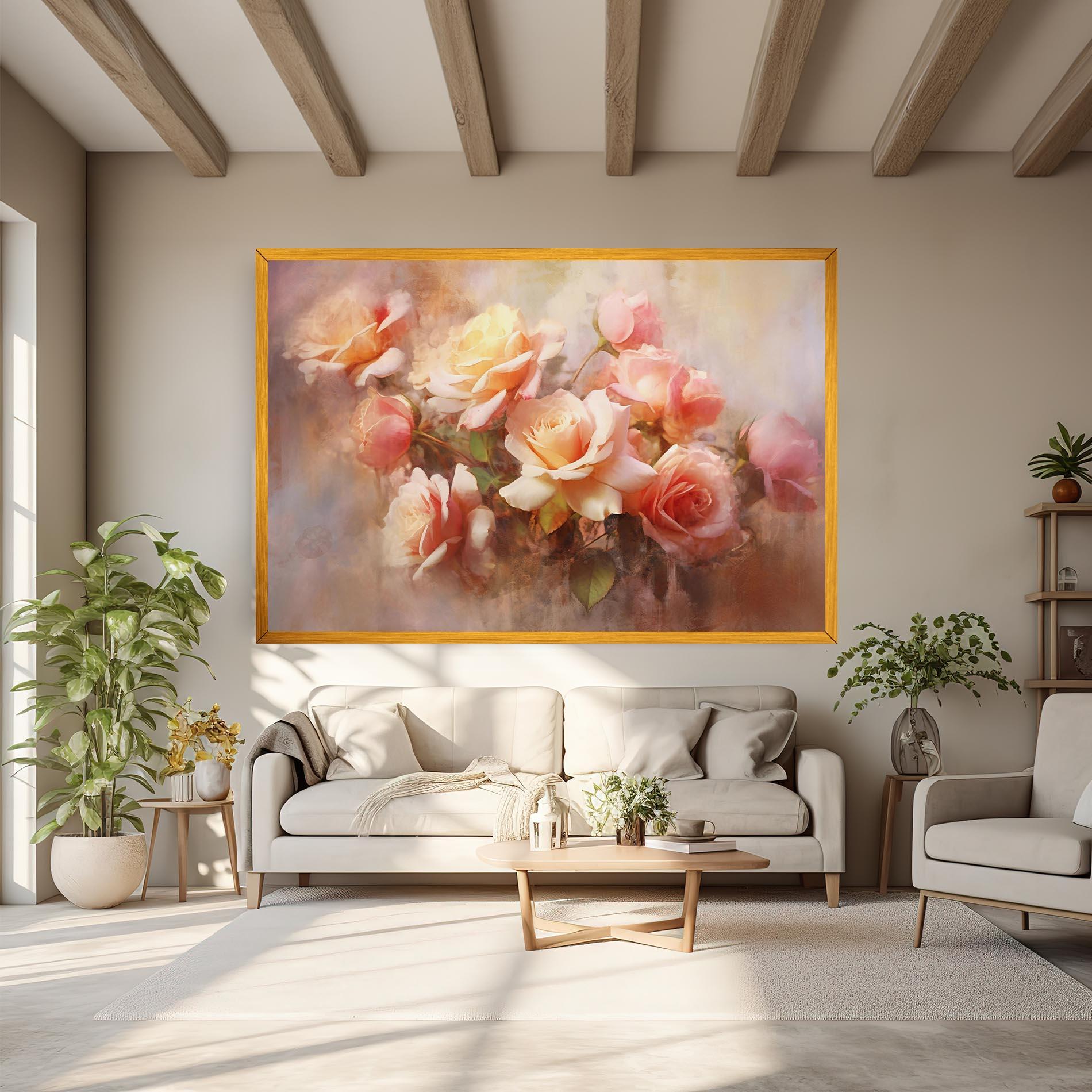 Vászonkép Roses Bouquet Painting mockup 6