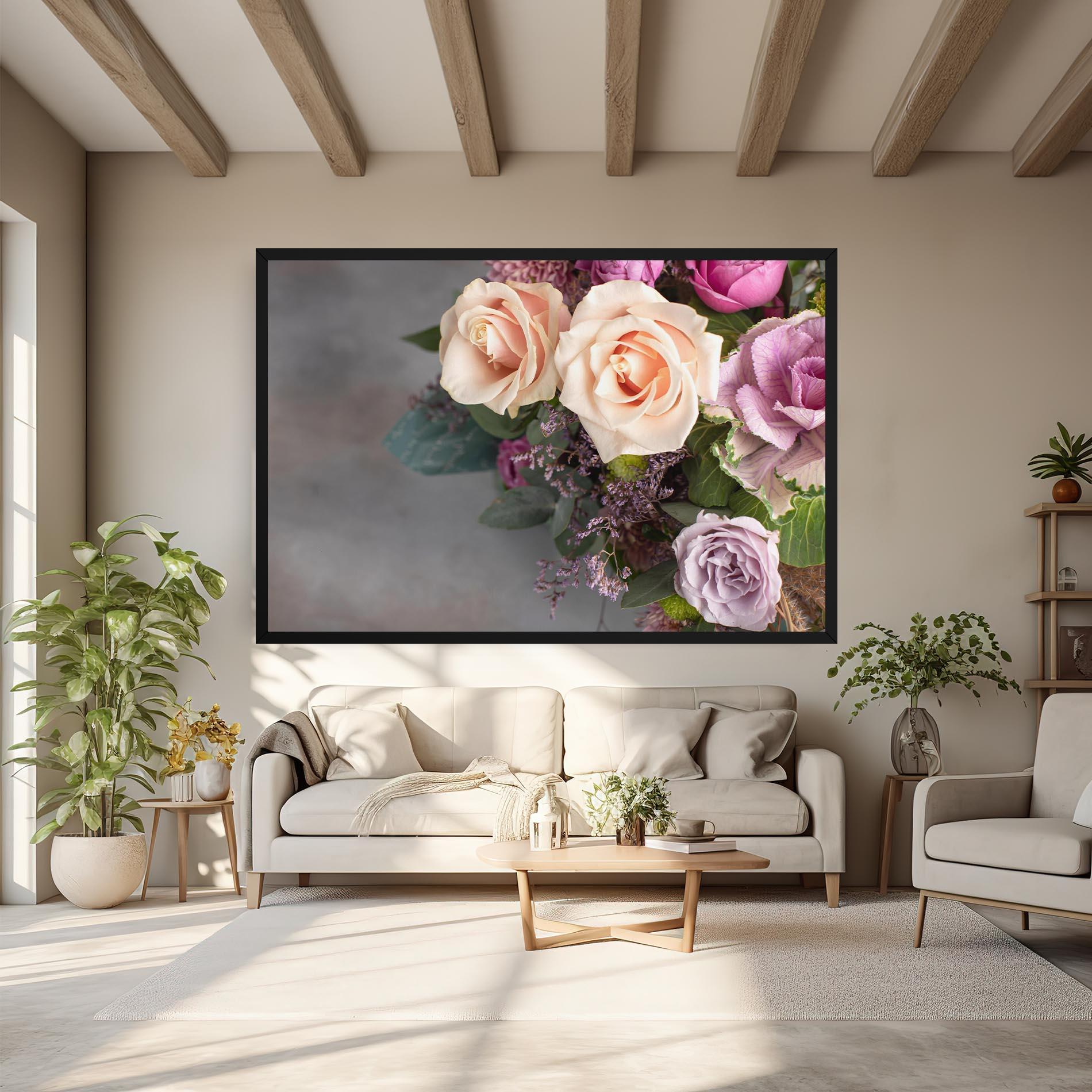 Vászonkép Cream Purple Bouquet mockup 6