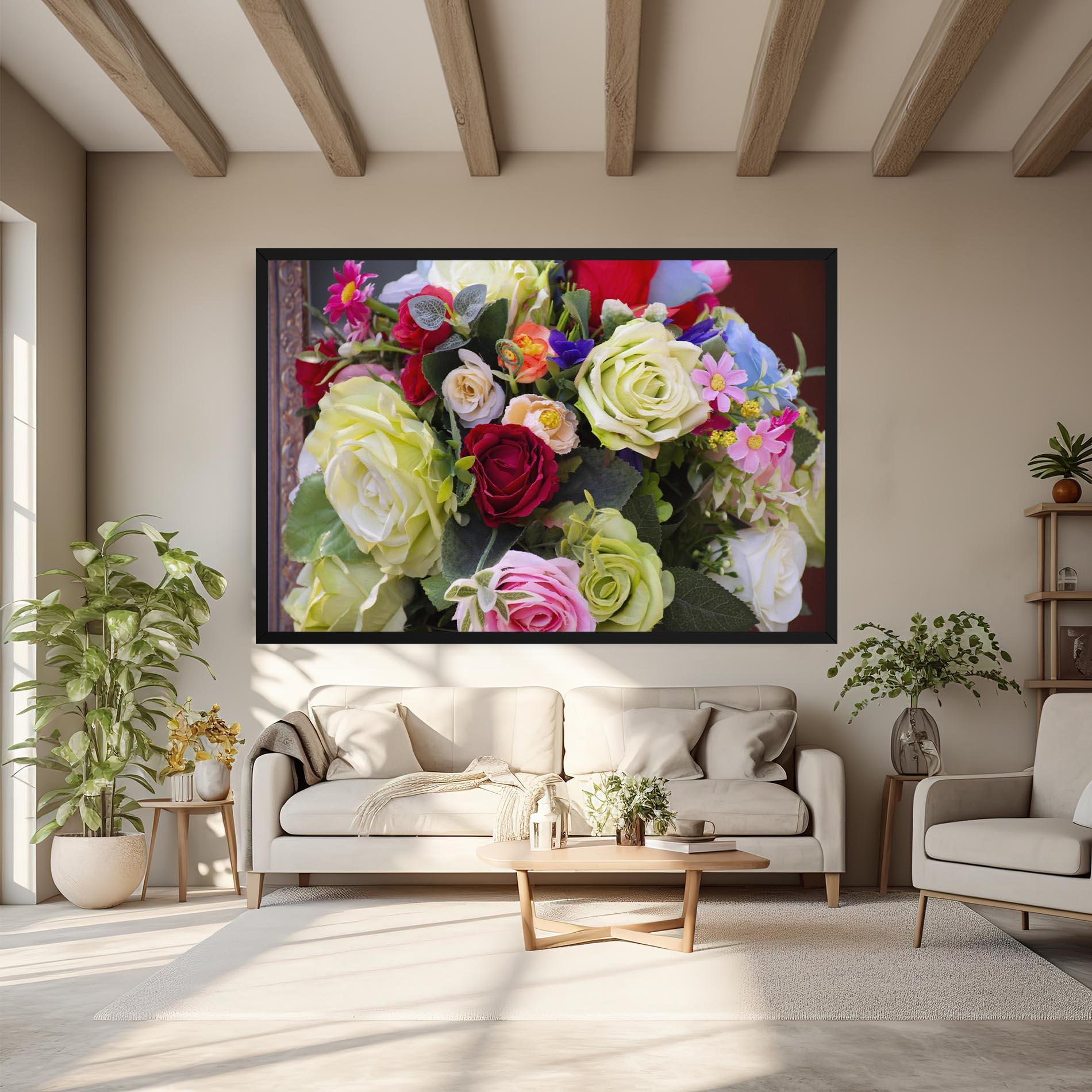 Vászonkép Mixed Roses Bouquet mockup 6