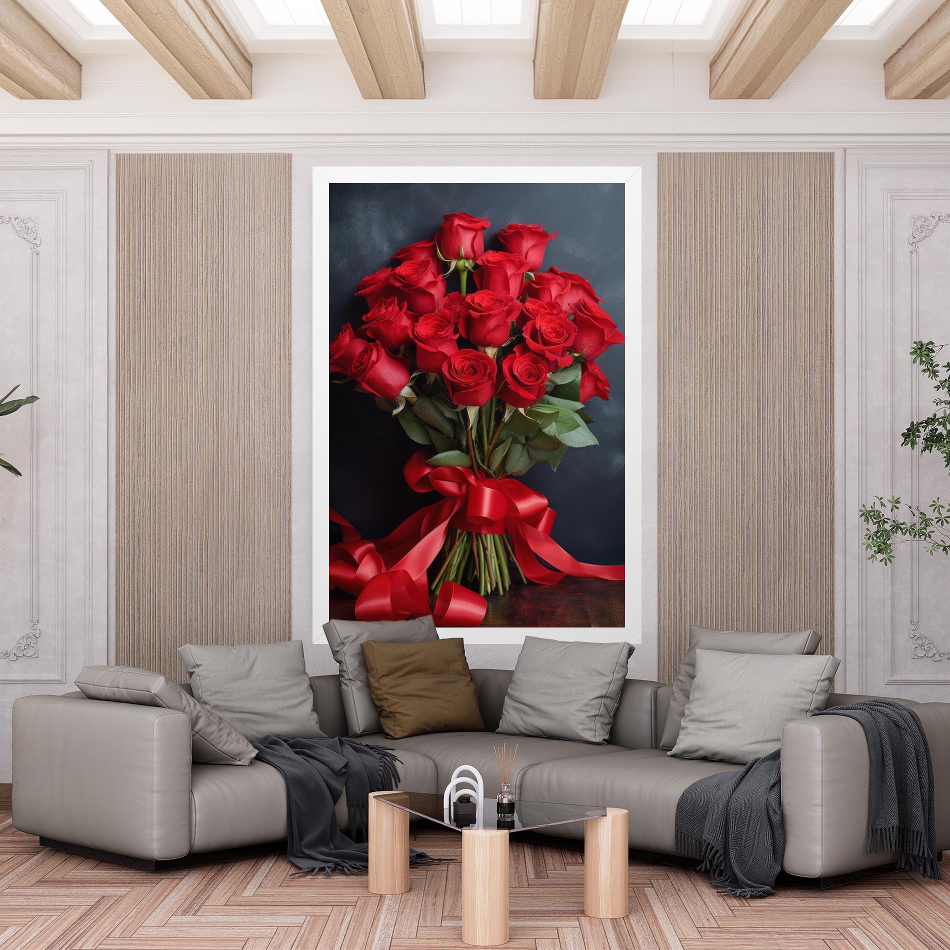 Vászonkép Beautiful Red Roses Bouquet mockup 6