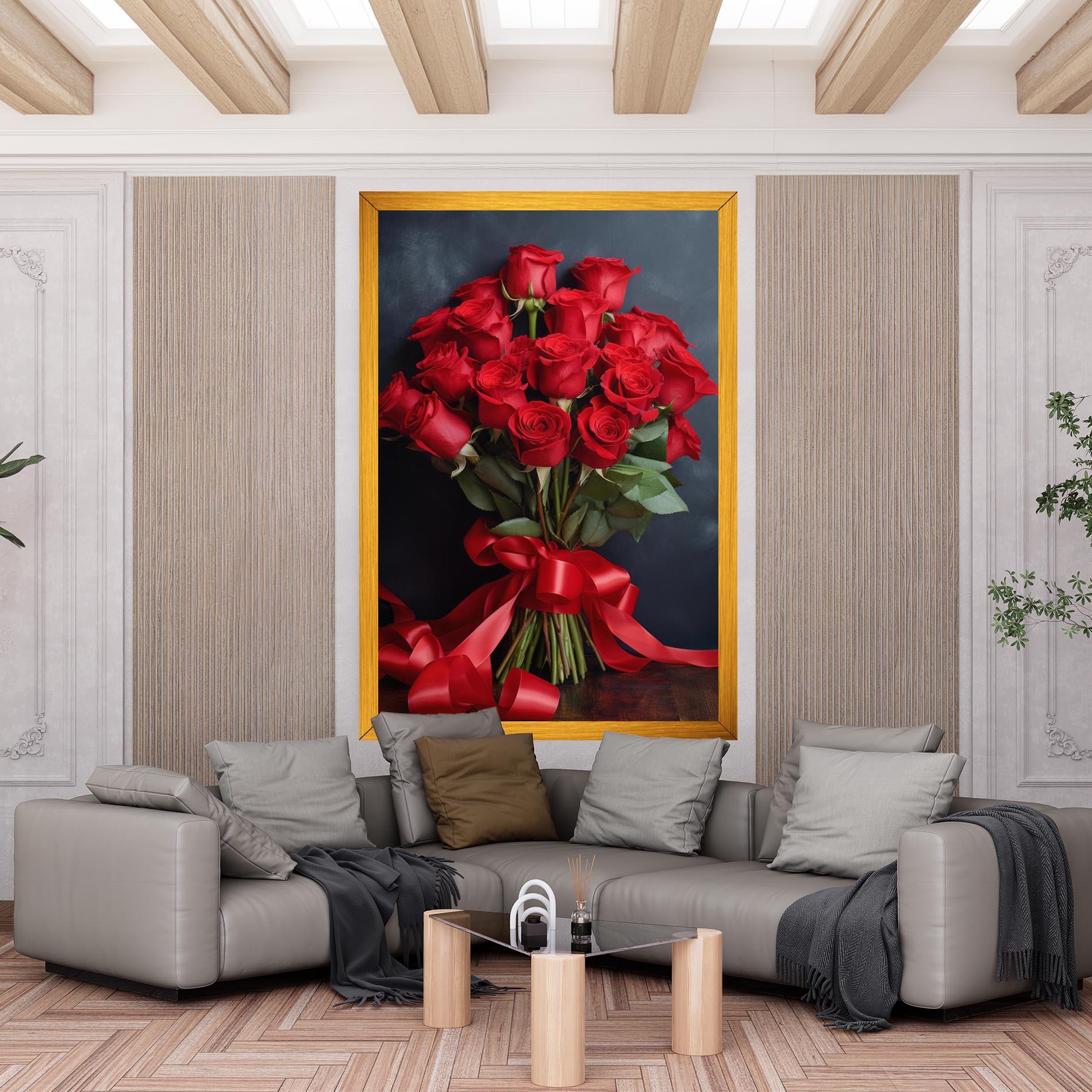 Vászonkép Beautiful Red Roses Bouquet mockup 6