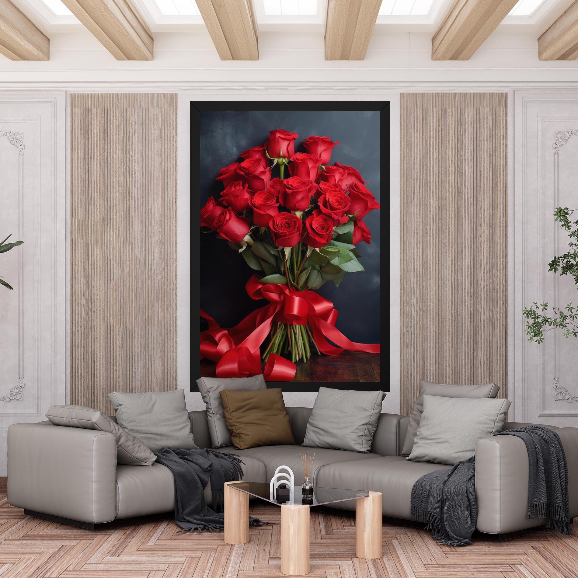 Vászonkép Beautiful Red Roses Bouquet mockup 6
