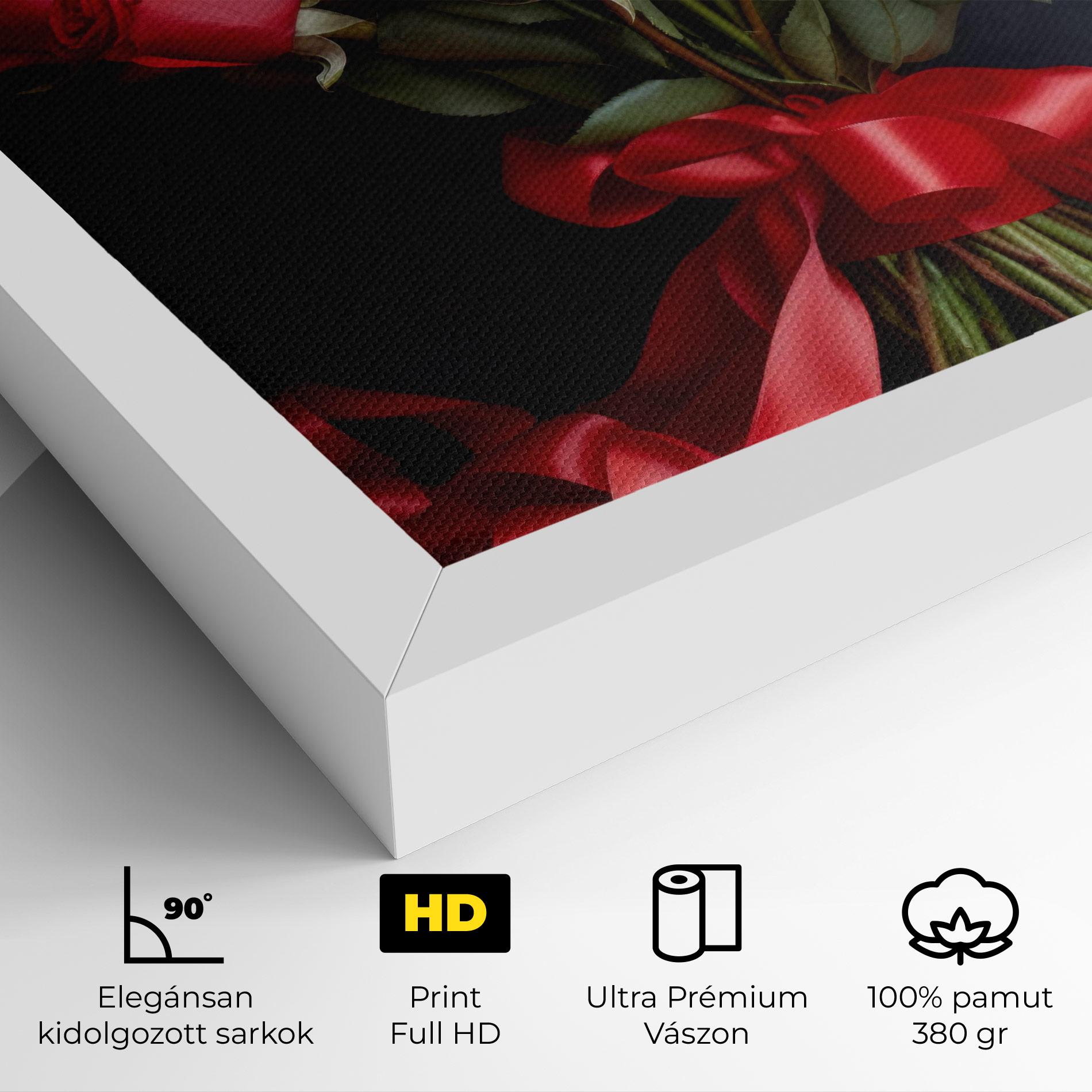 Vászonkép Beautiful Red Roses Bouquet mockup 4