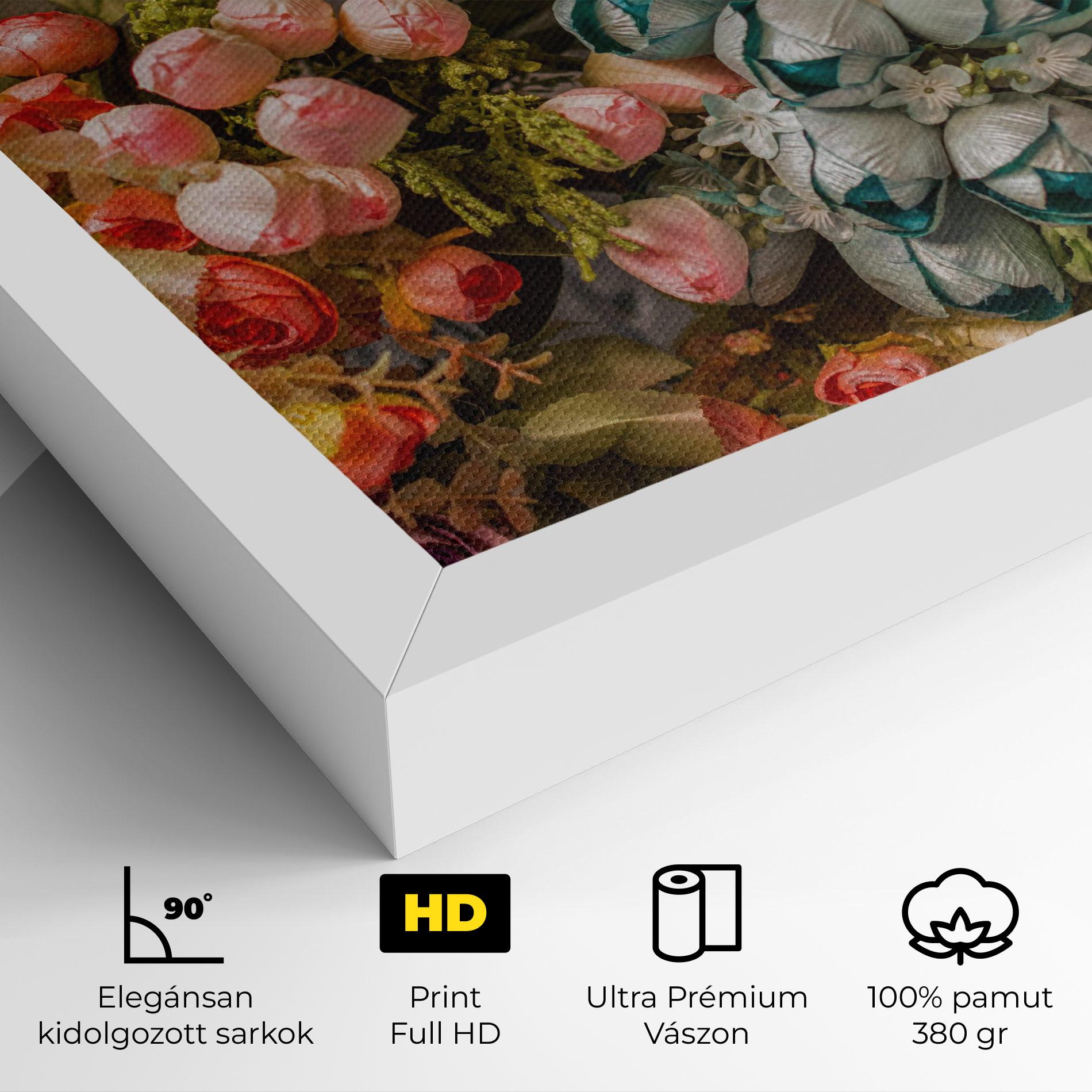 Vászonkép Fake Flowers Wall mockup 4
