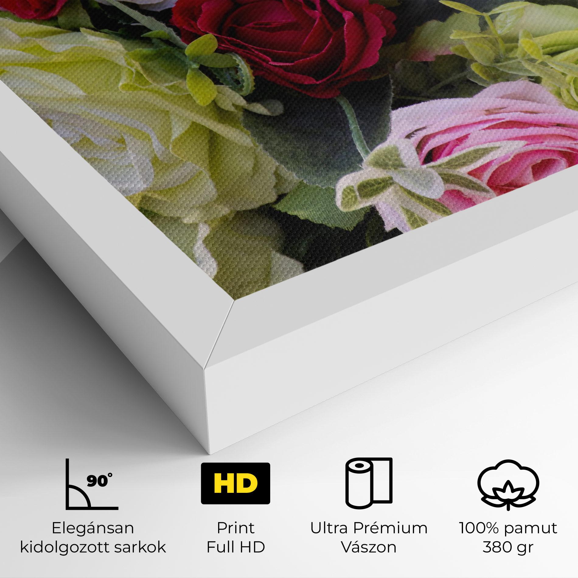 Vászonkép Mixed Roses Bouquet mockup 4