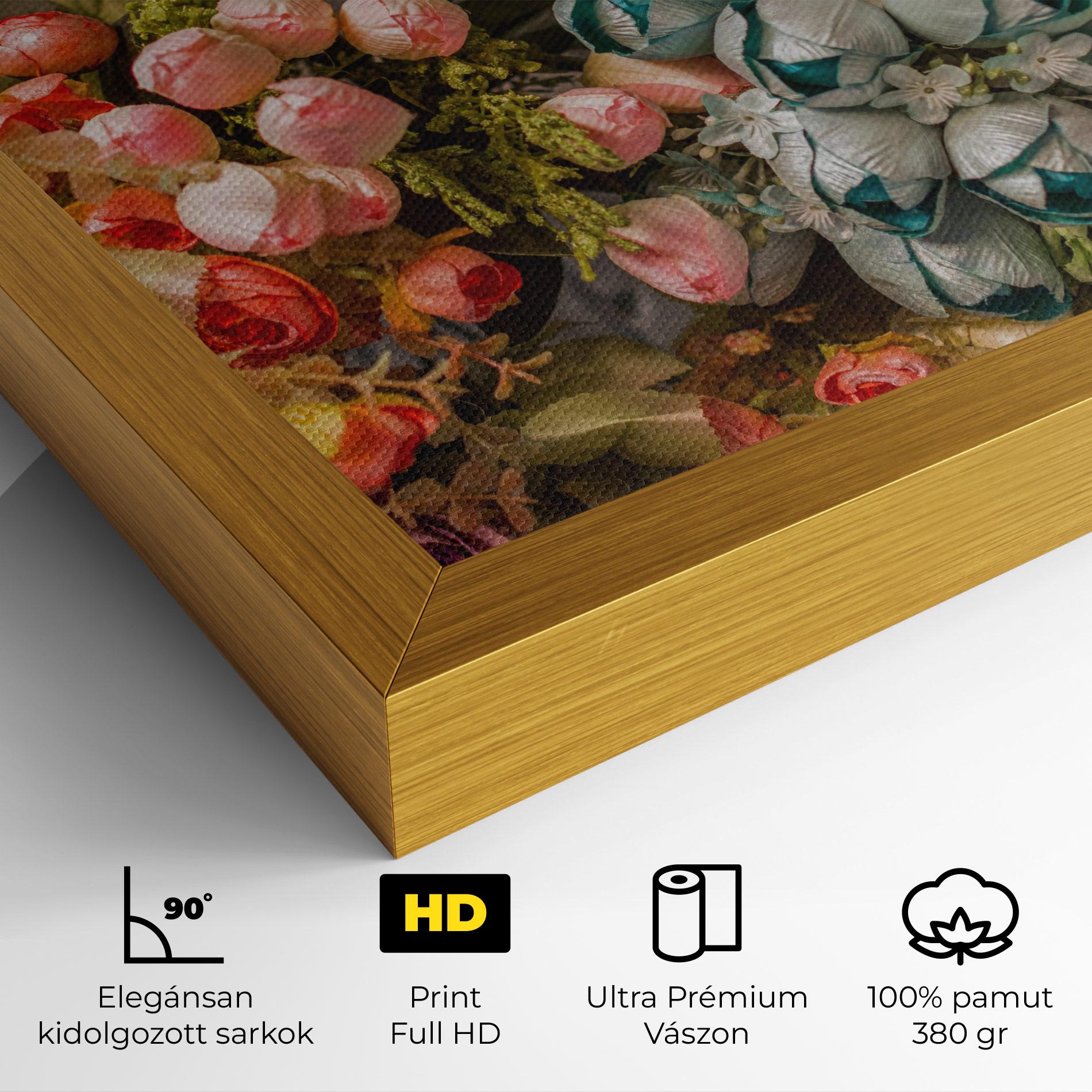 Vászonkép Fake Flowers Wall mockup 4