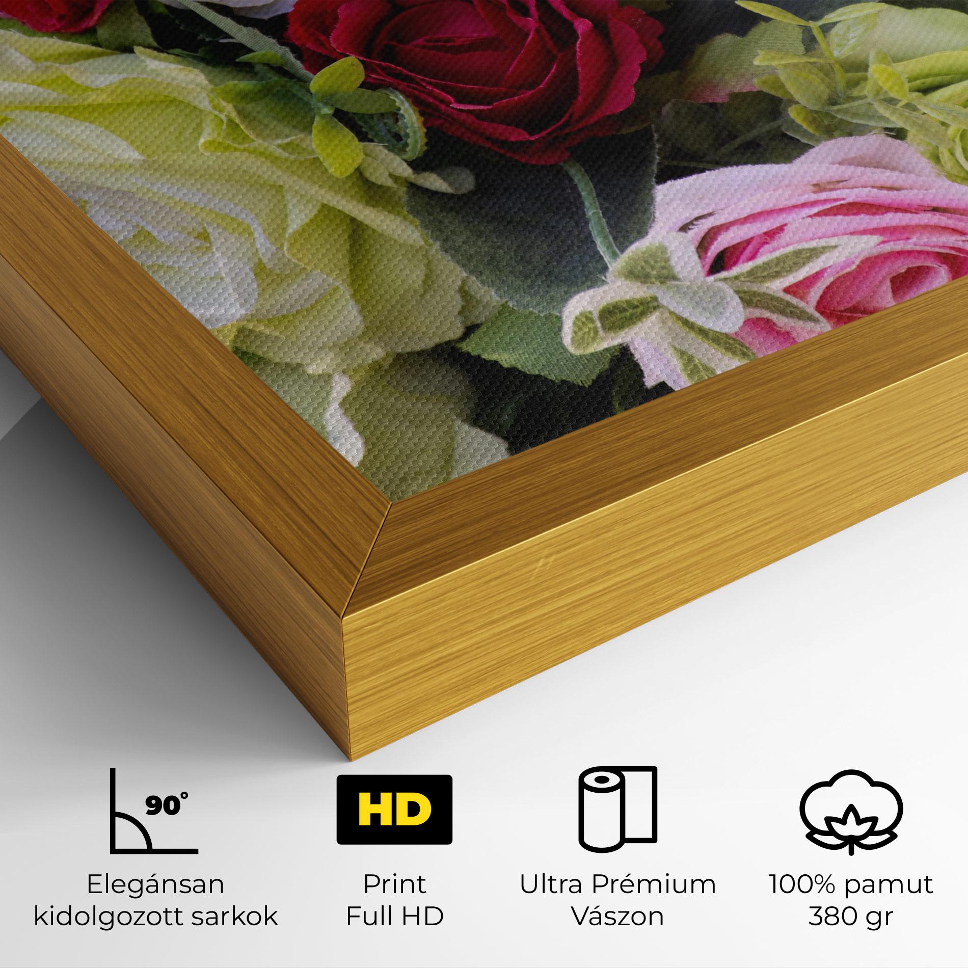 Vászonkép Mixed Roses Bouquet mockup 4