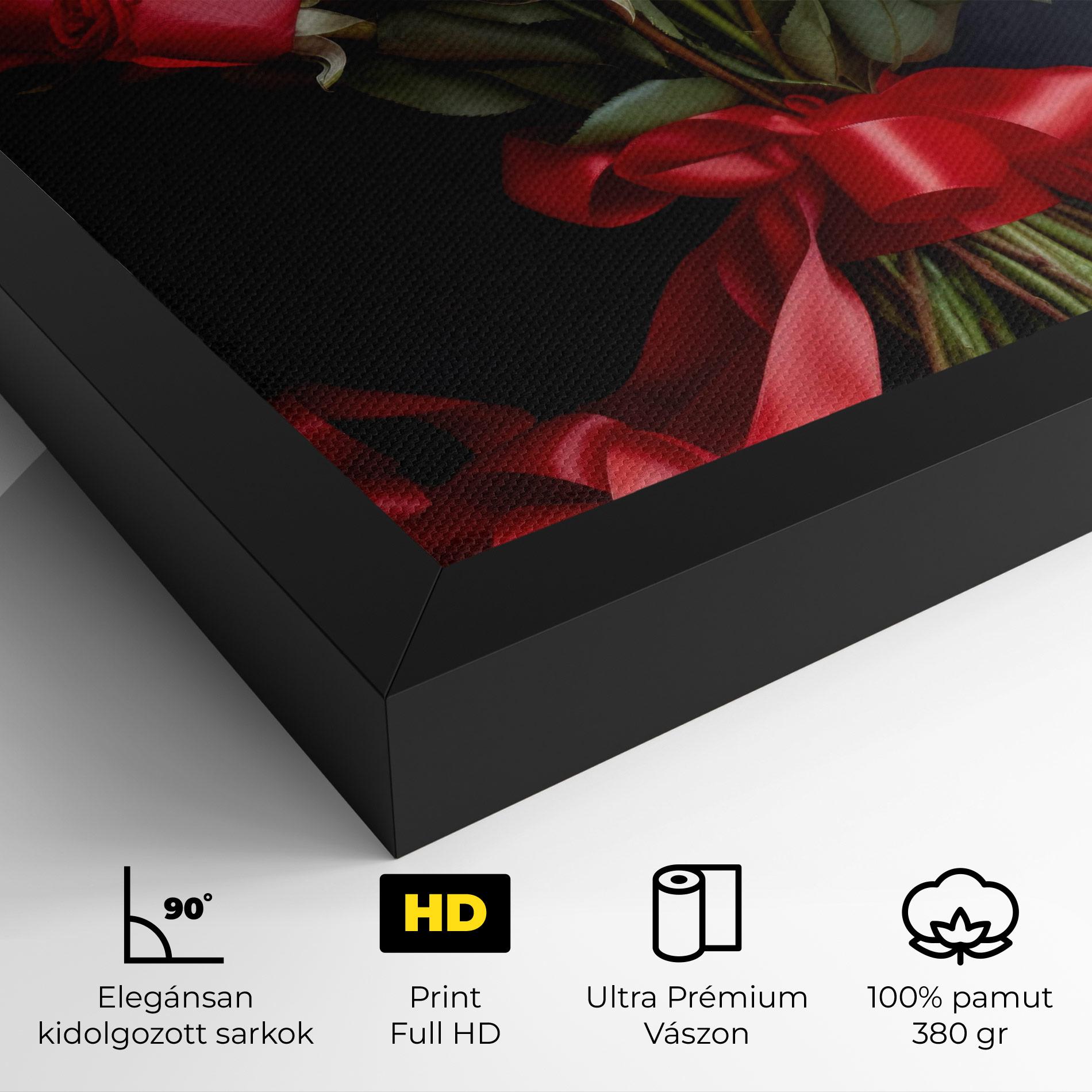 Vászonkép Beautiful Red Roses Bouquet mockup 4