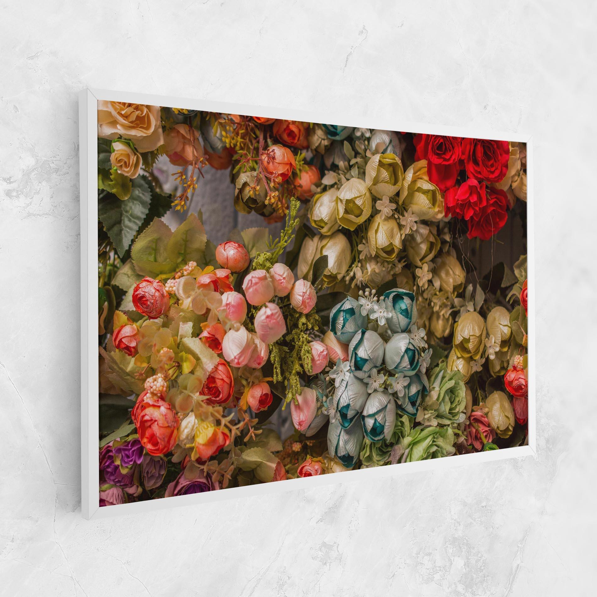 Vászonkép Fake Flowers Wall mockup 1
