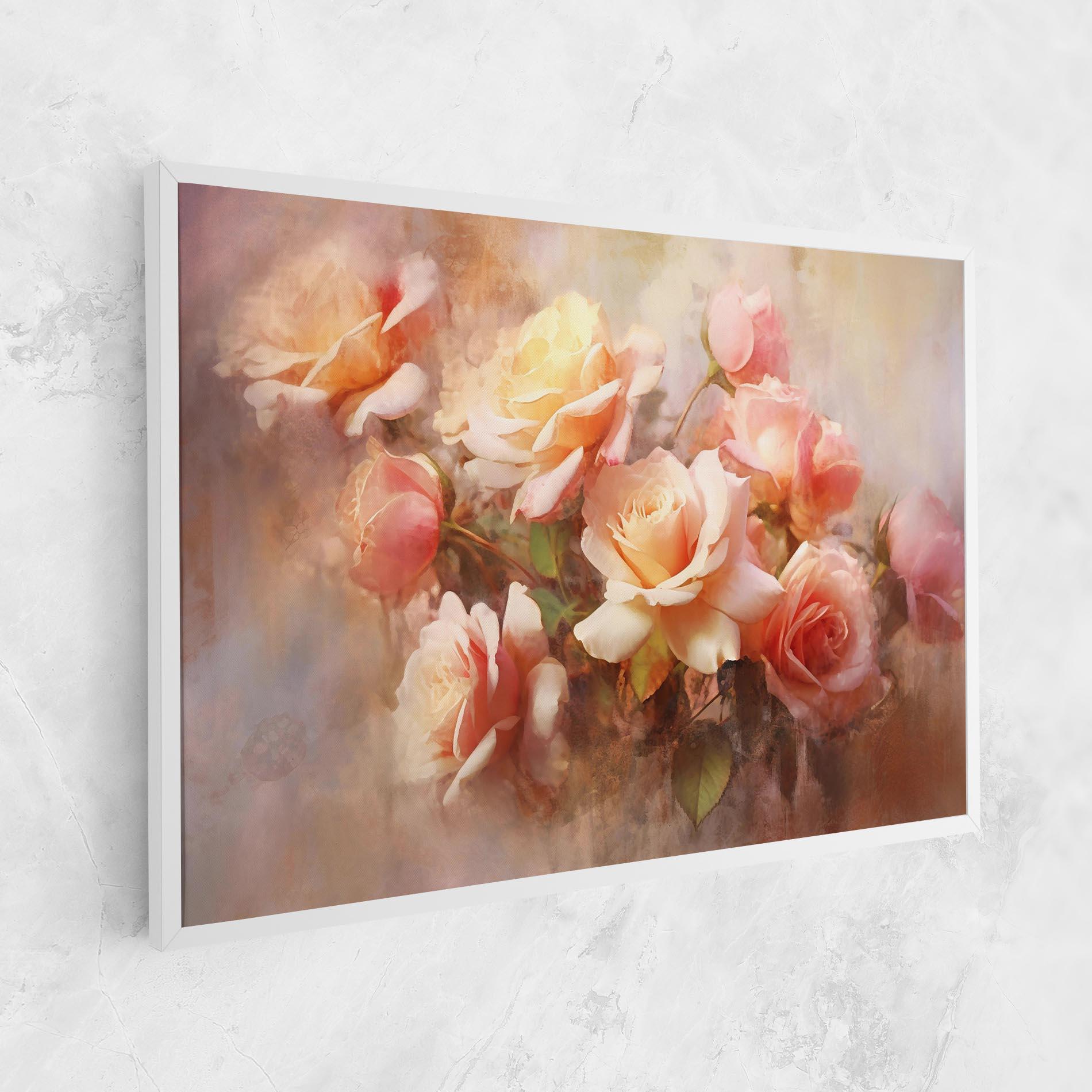 Vászonkép Roses Bouquet Painting mockup 1