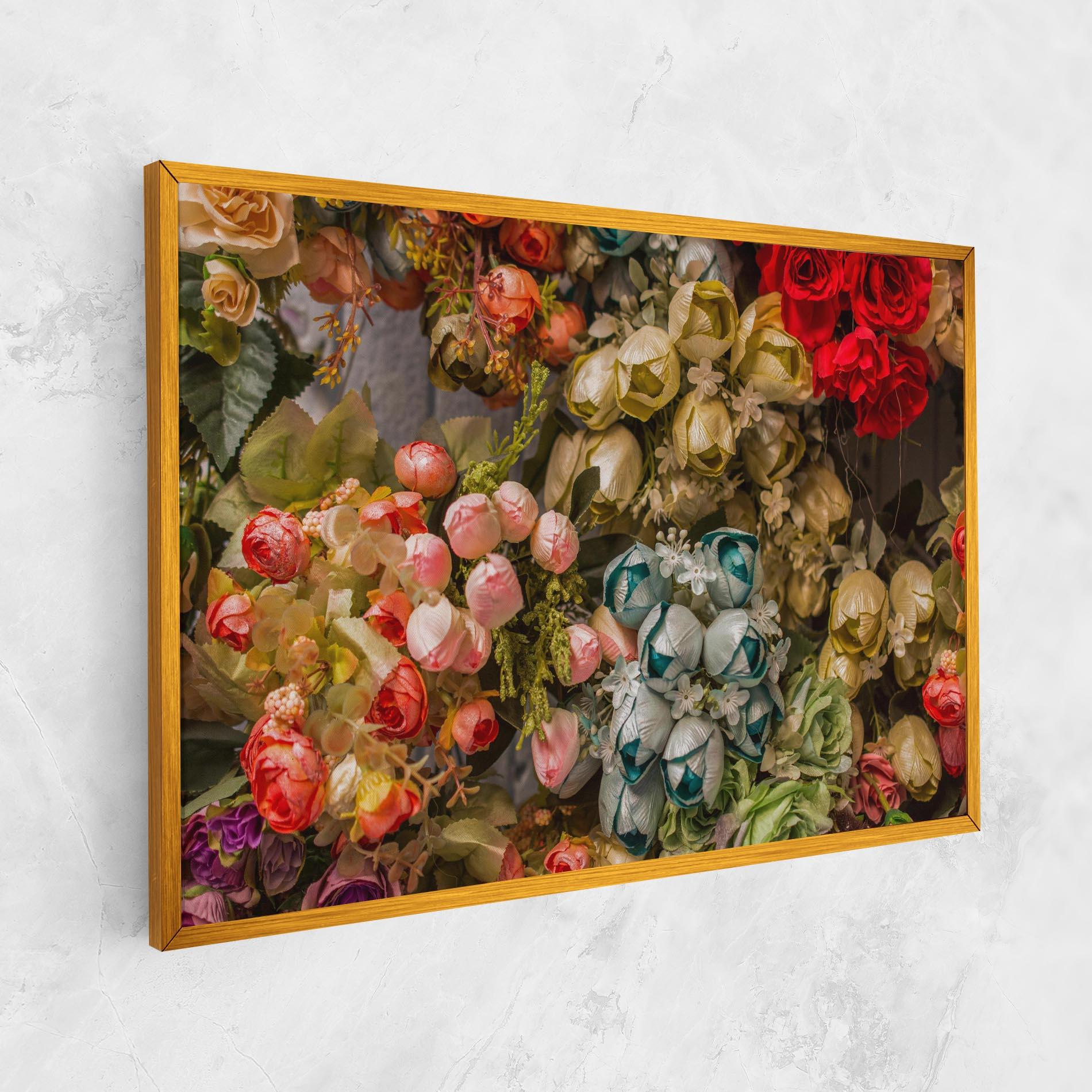 Vászonkép Fake Flowers Wall mockup 1