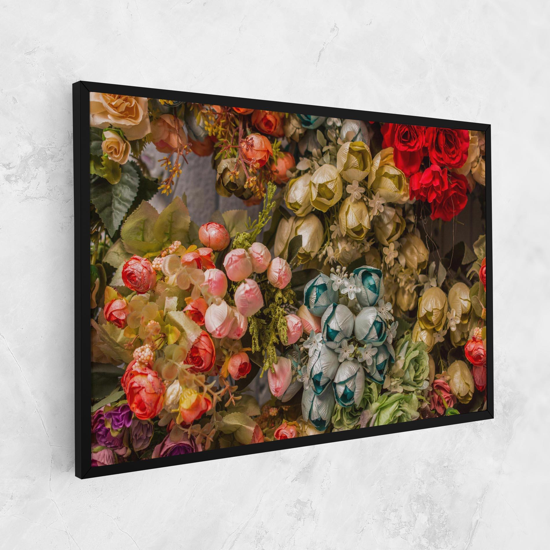 Vászonkép Fake Flowers Wall mockup 1