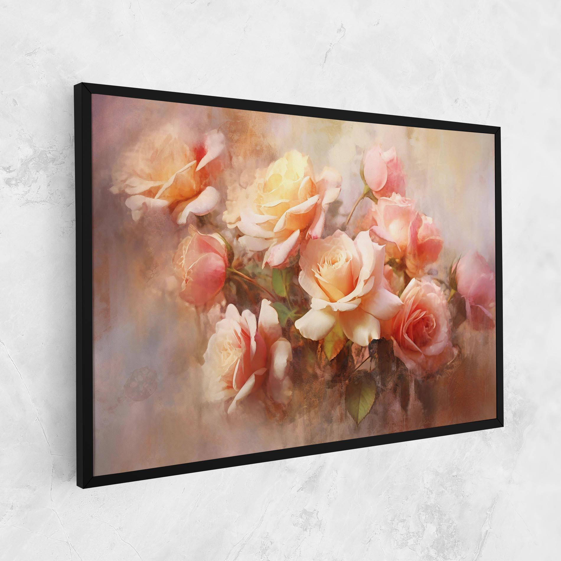 Vászonkép Roses Bouquet Painting mockup 1