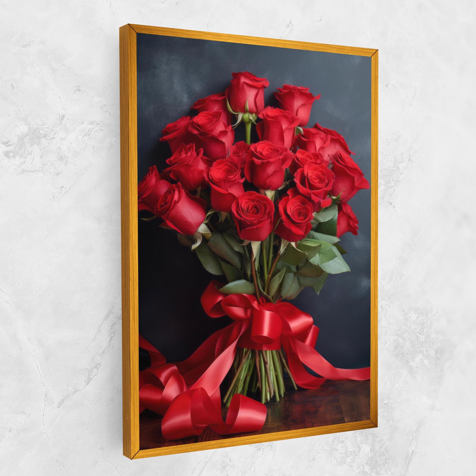 Vászonkép Beautiful Red Roses Bouquet mockup 1