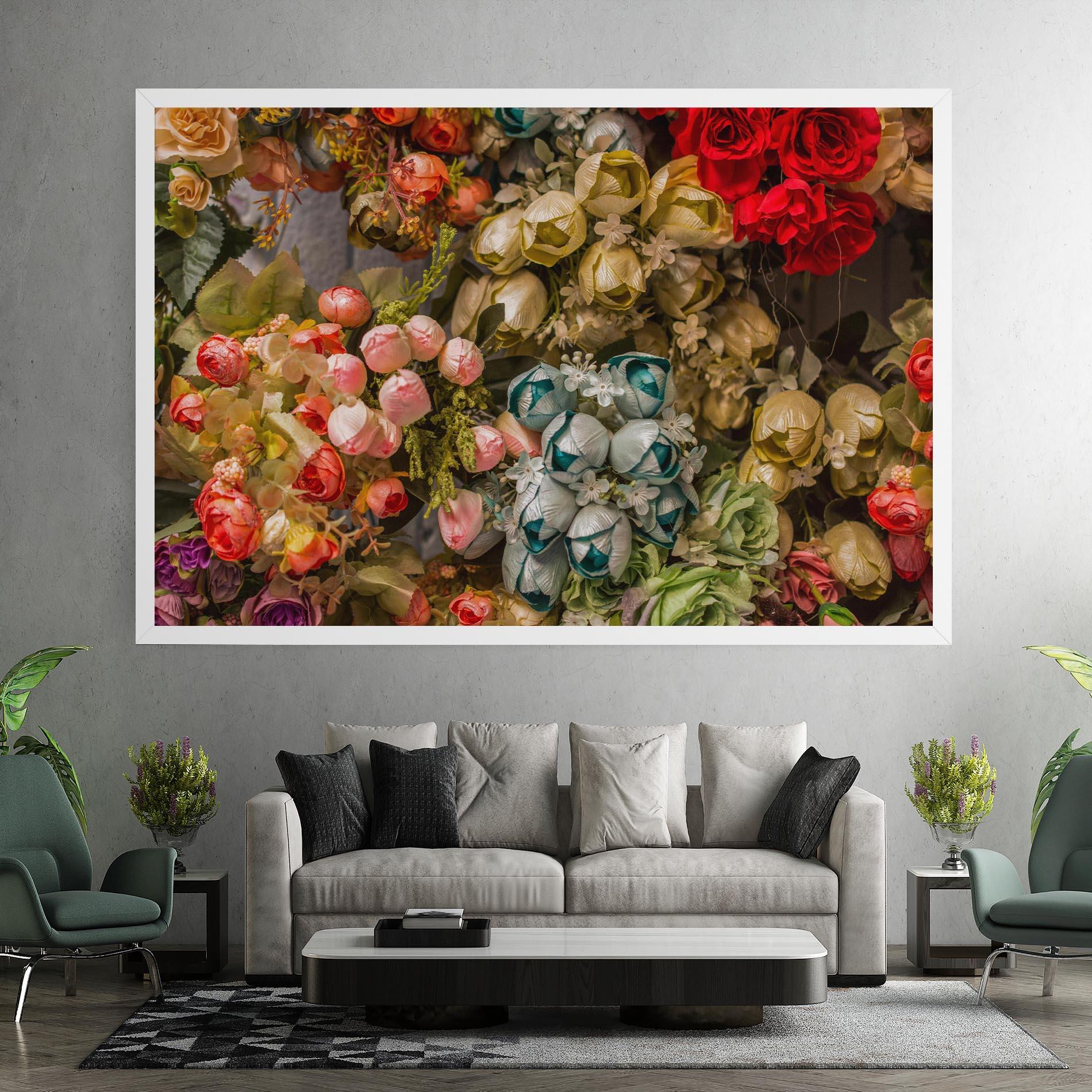 Vászonkép Fake Flowers Wall mockup 7