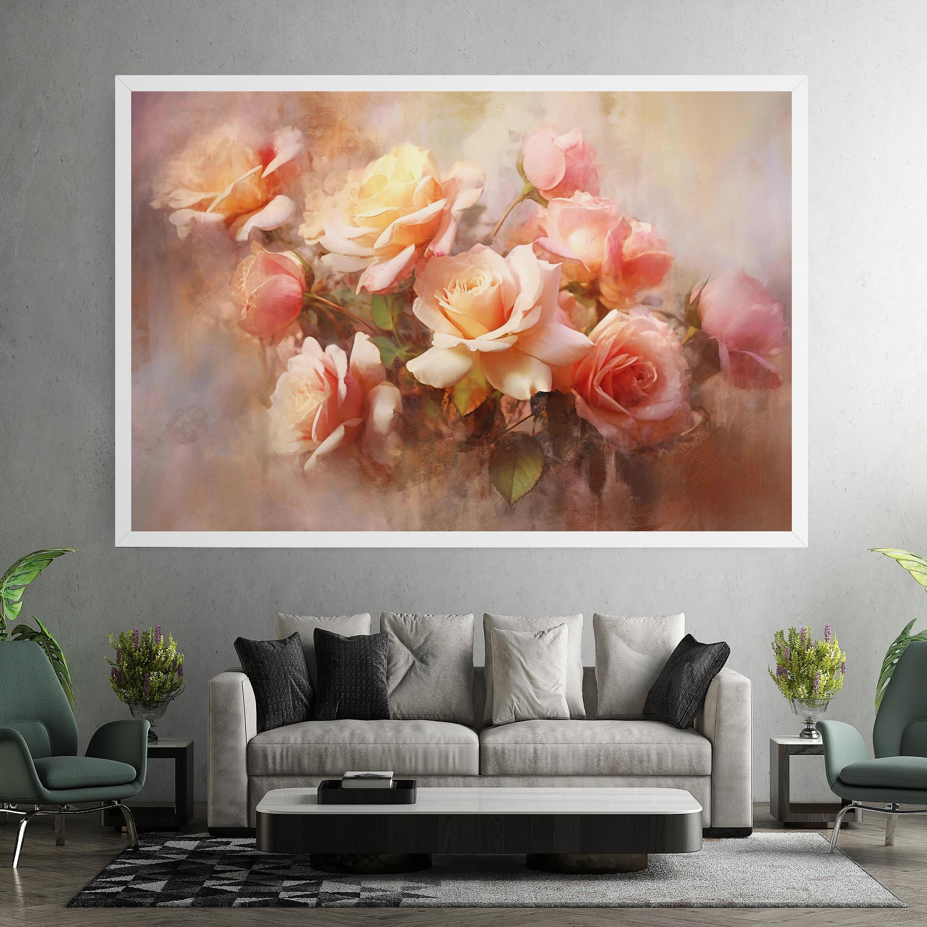 Vászonkép Roses Bouquet Painting mockup 7