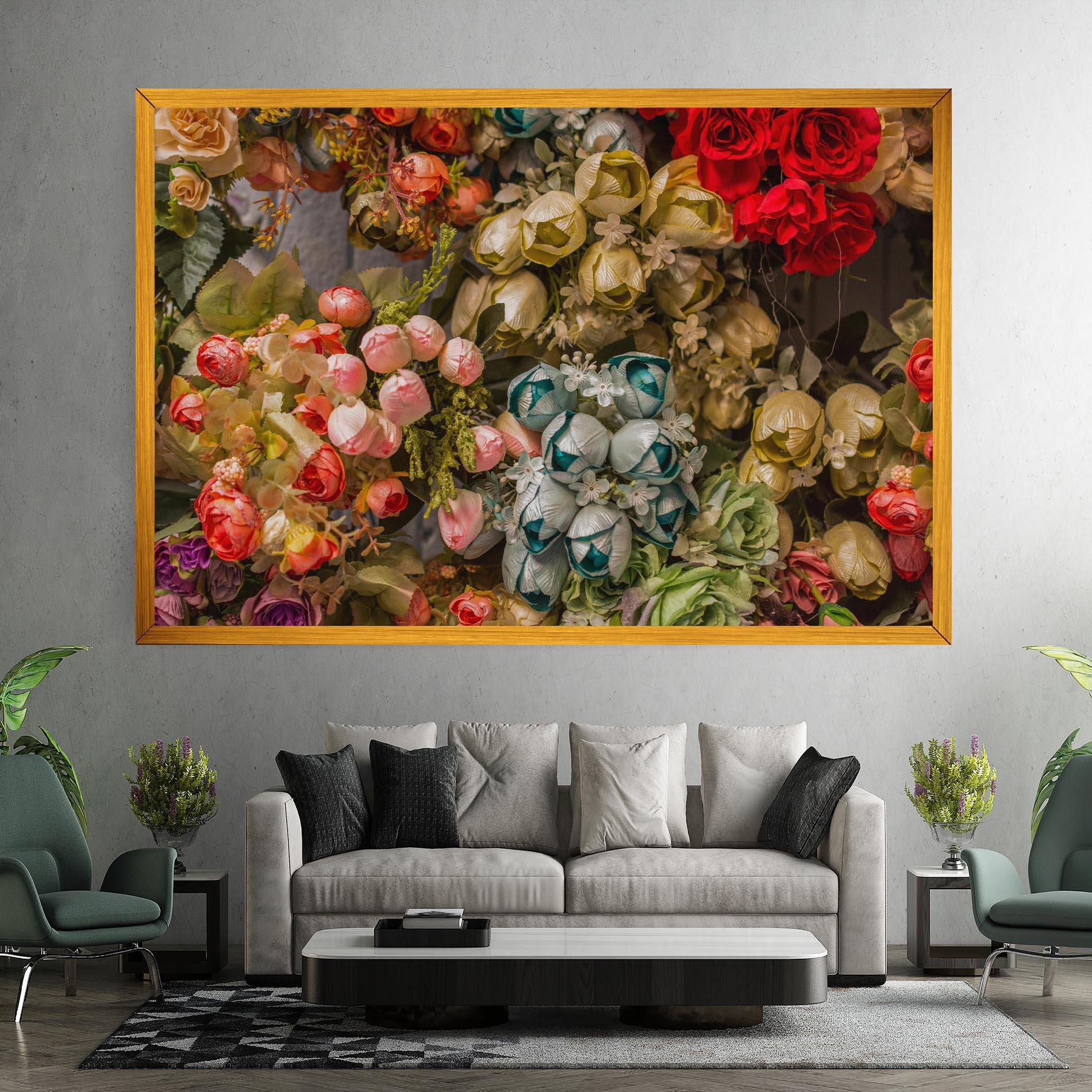 Vászonkép Fake Flowers Wall mockup 7