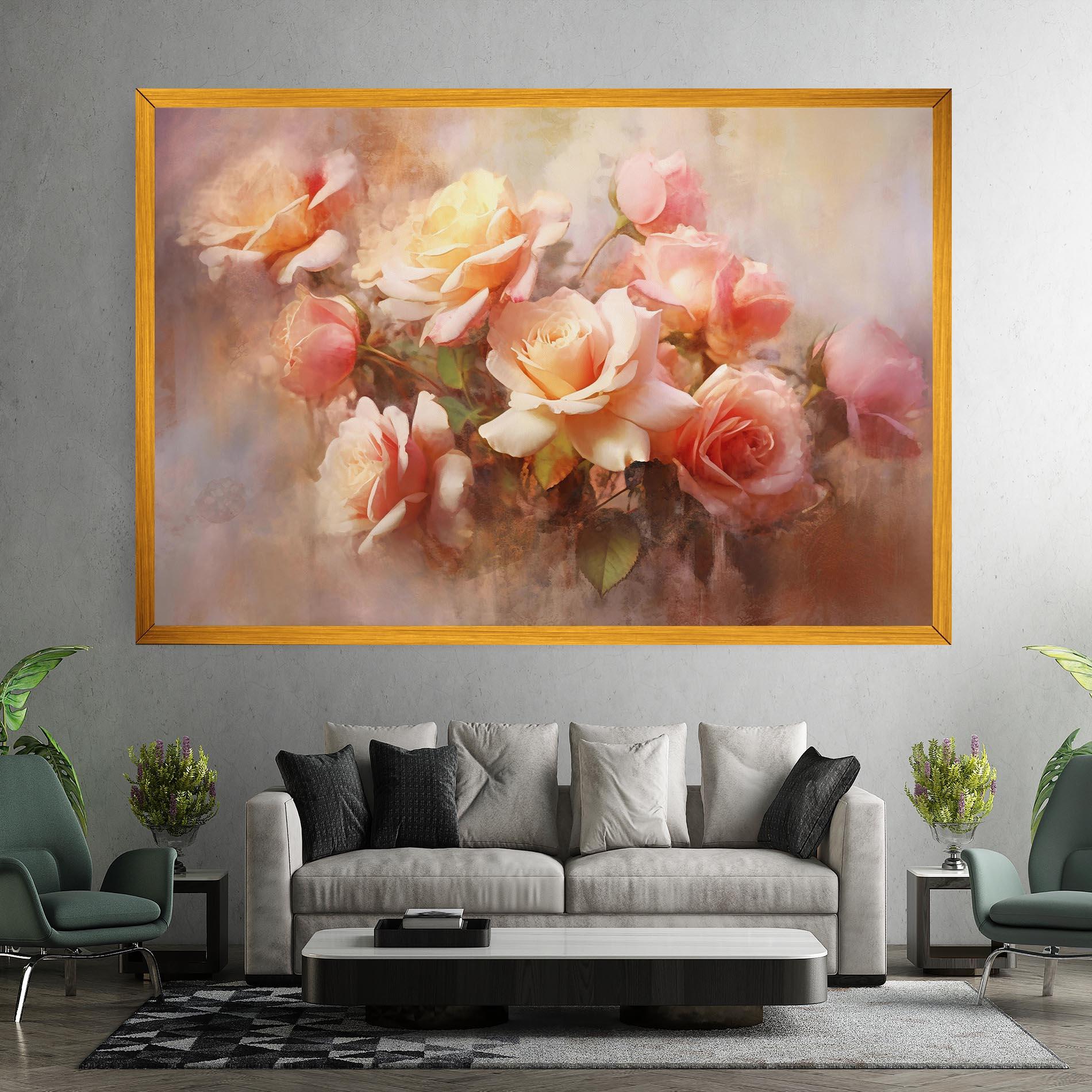 Vászonkép Roses Bouquet Painting mockup 7