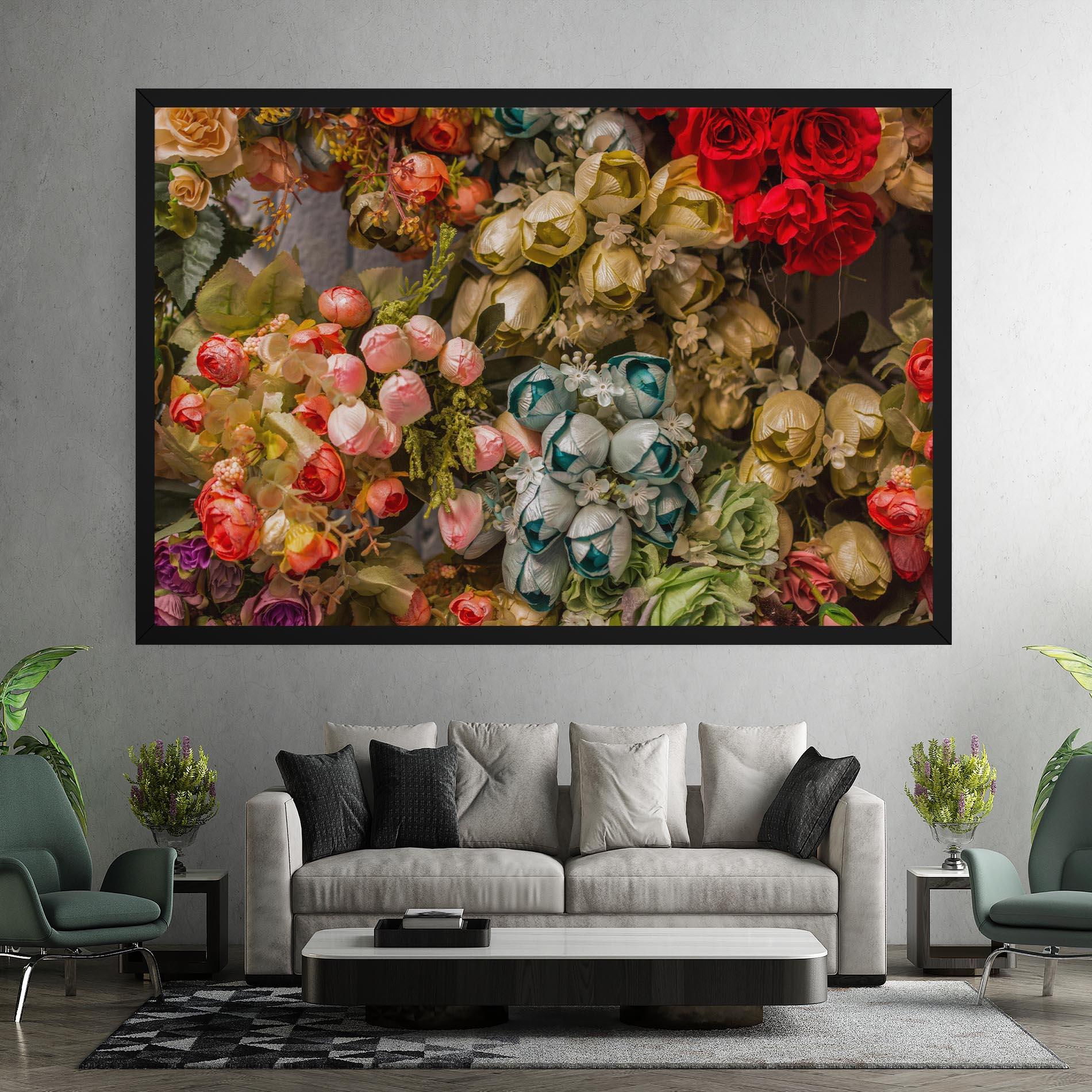 Vászonkép Fake Flowers Wall mockup 7