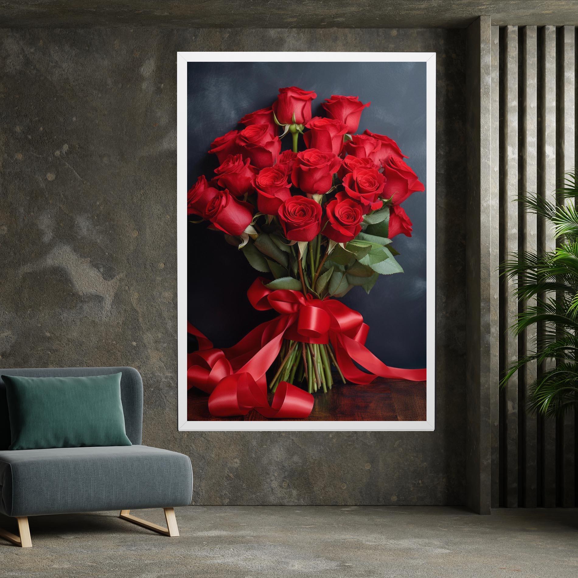 Vászonkép Beautiful Red Roses Bouquet mockup 7