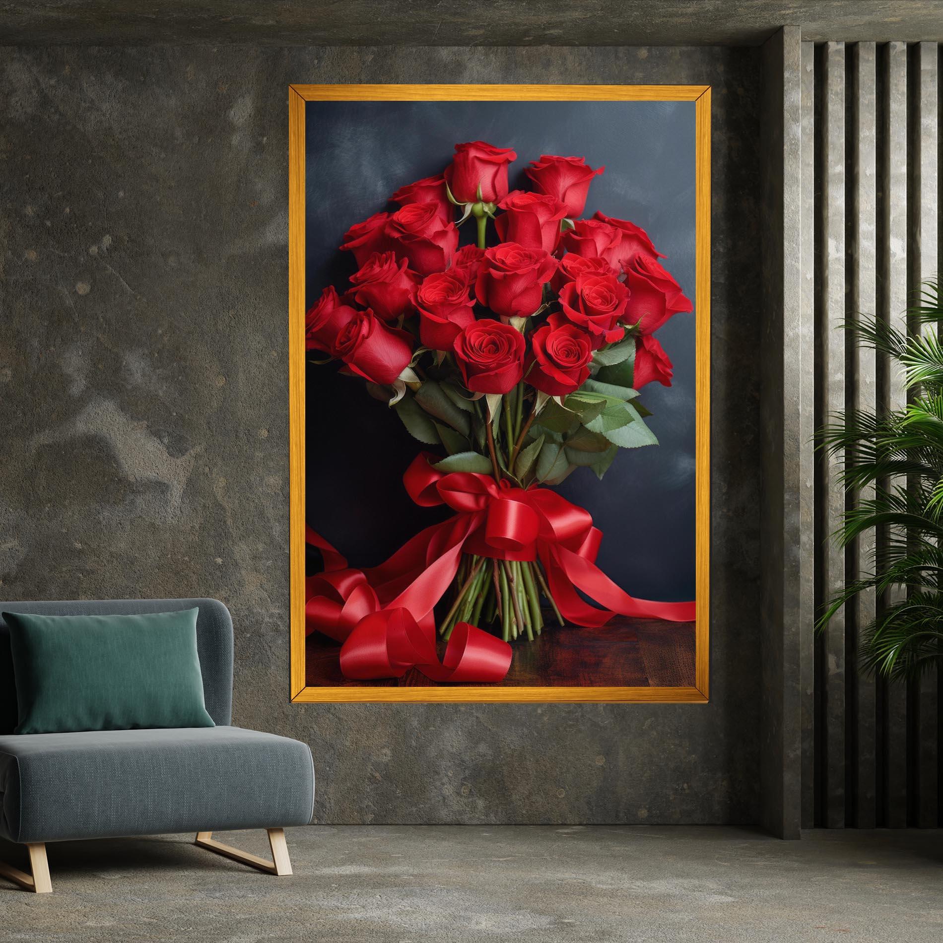 Vászonkép Beautiful Red Roses Bouquet mockup 7
