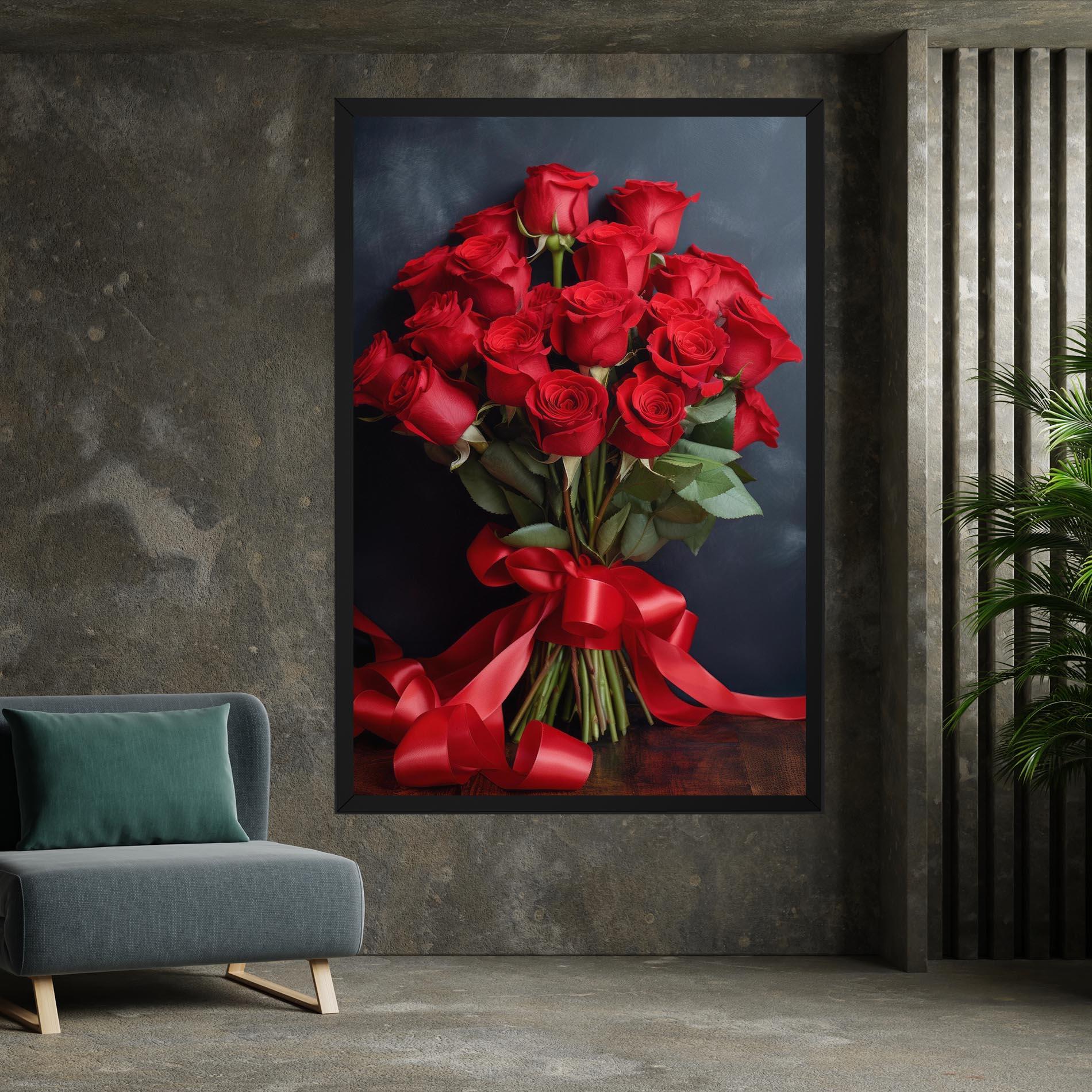 Vászonkép Beautiful Red Roses Bouquet mockup 7