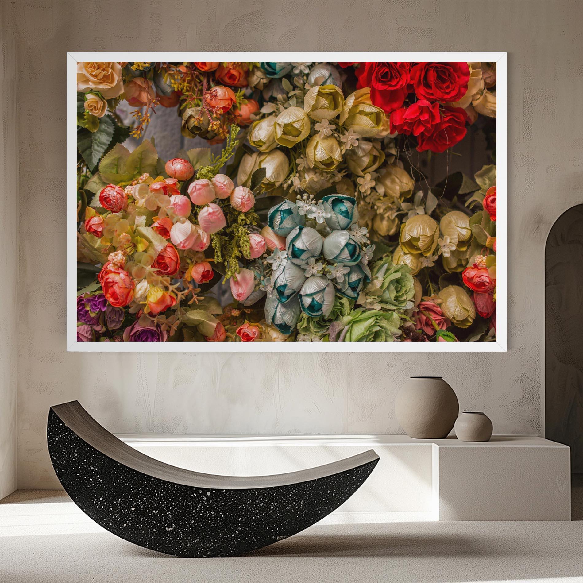 Vászonkép Fake Flowers Wall mockup 8