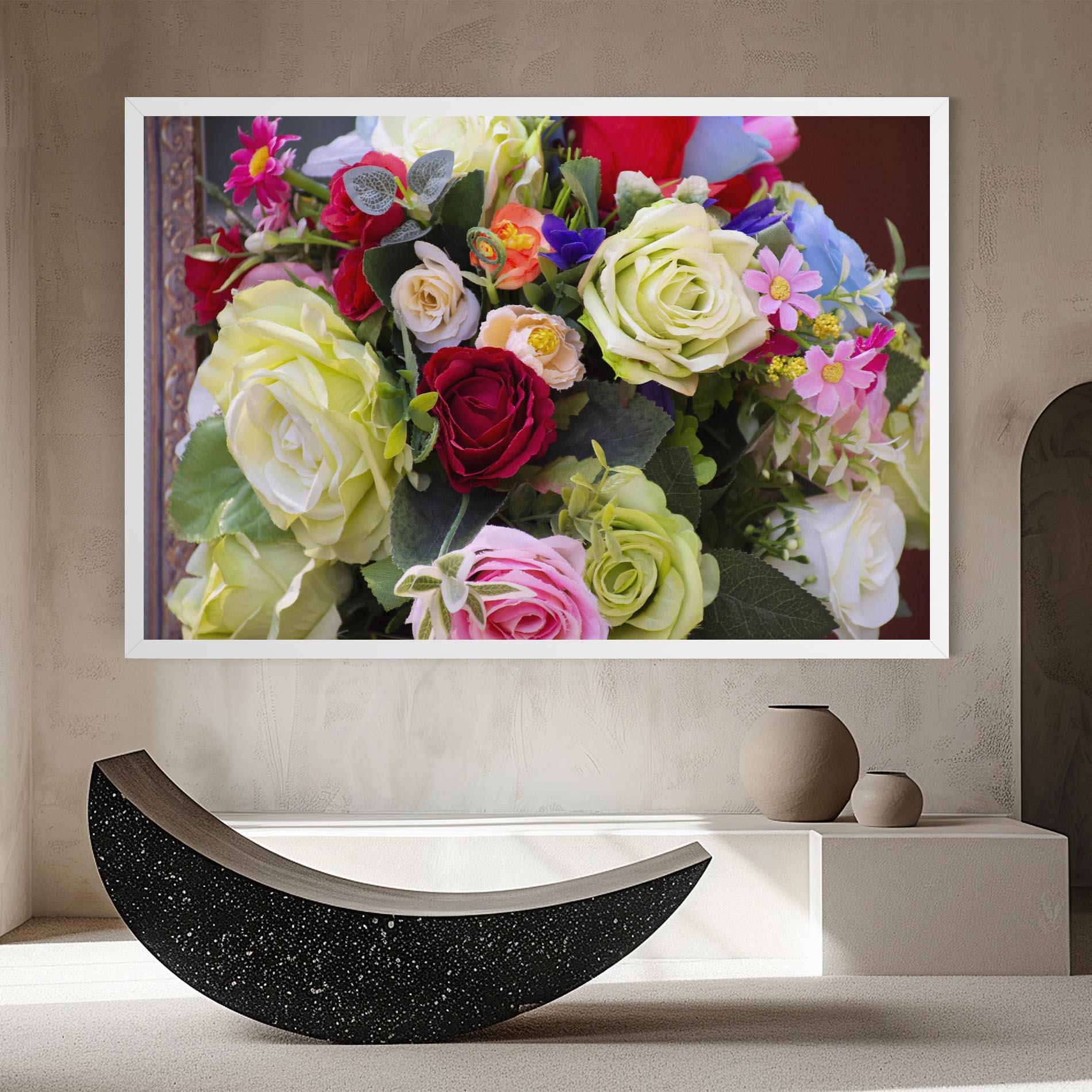 Vászonkép Mixed Roses Bouquet mockup 8